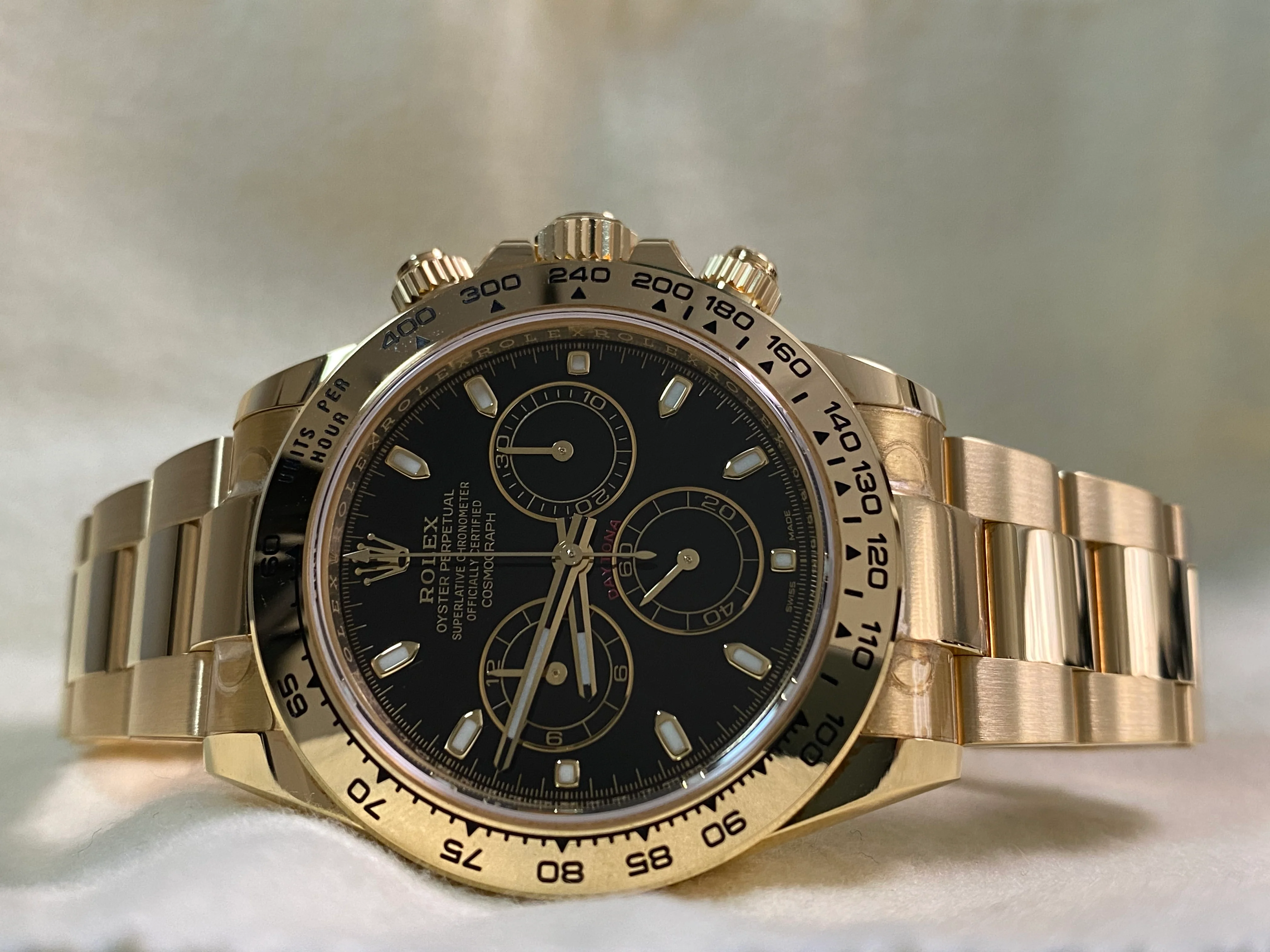 Rolex Yellow Gold Cosmograph Daytona - 2023 - Black Index Dial - 116508 *MOST STICKERS*
