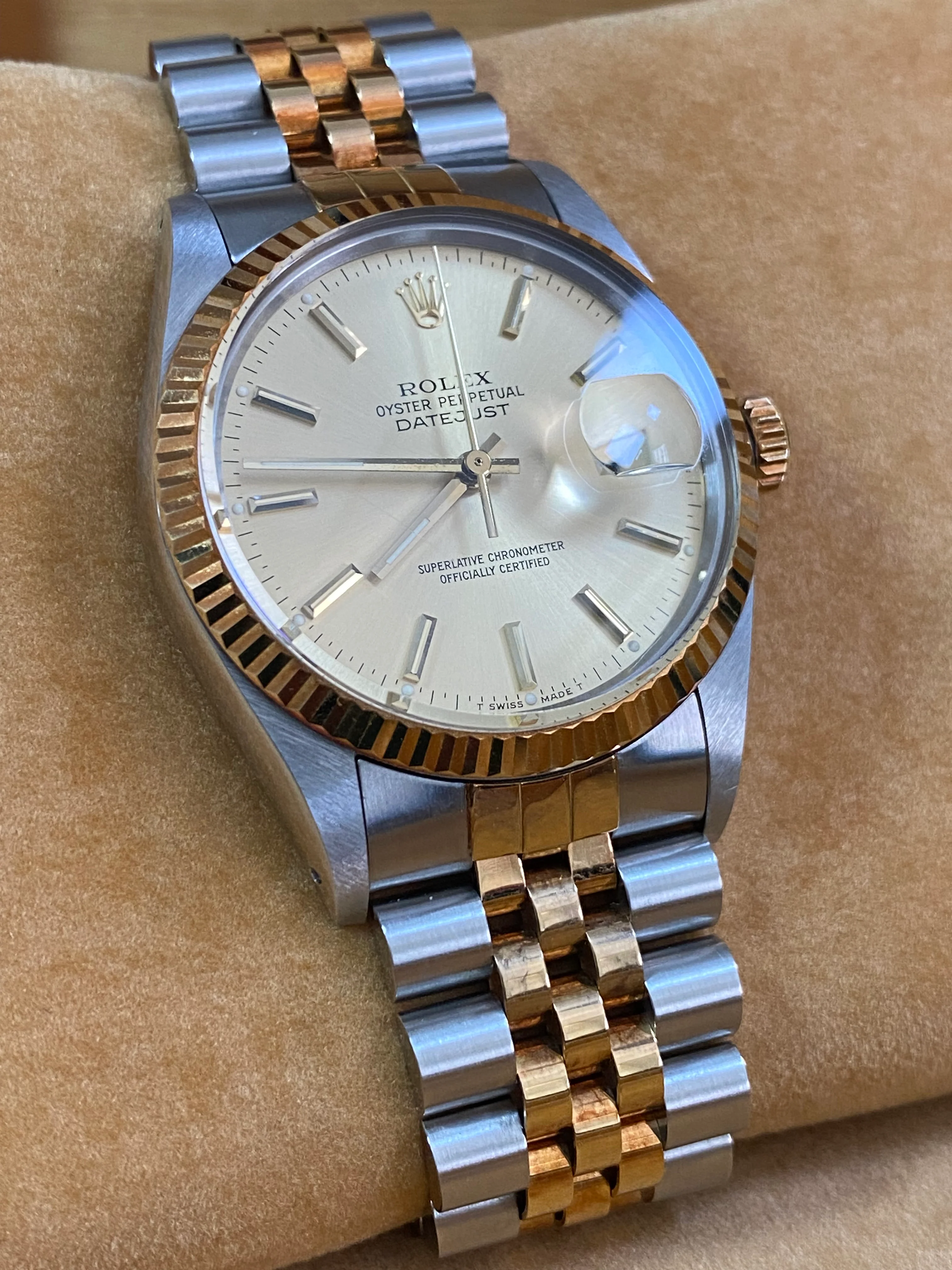 Rolex Steel and Yellow Gold Datejust 36 - 1987 - Fluted Bezel - Champagne Index Dial - Jubilee Bracelet - 16013 *UNPOLISHED*