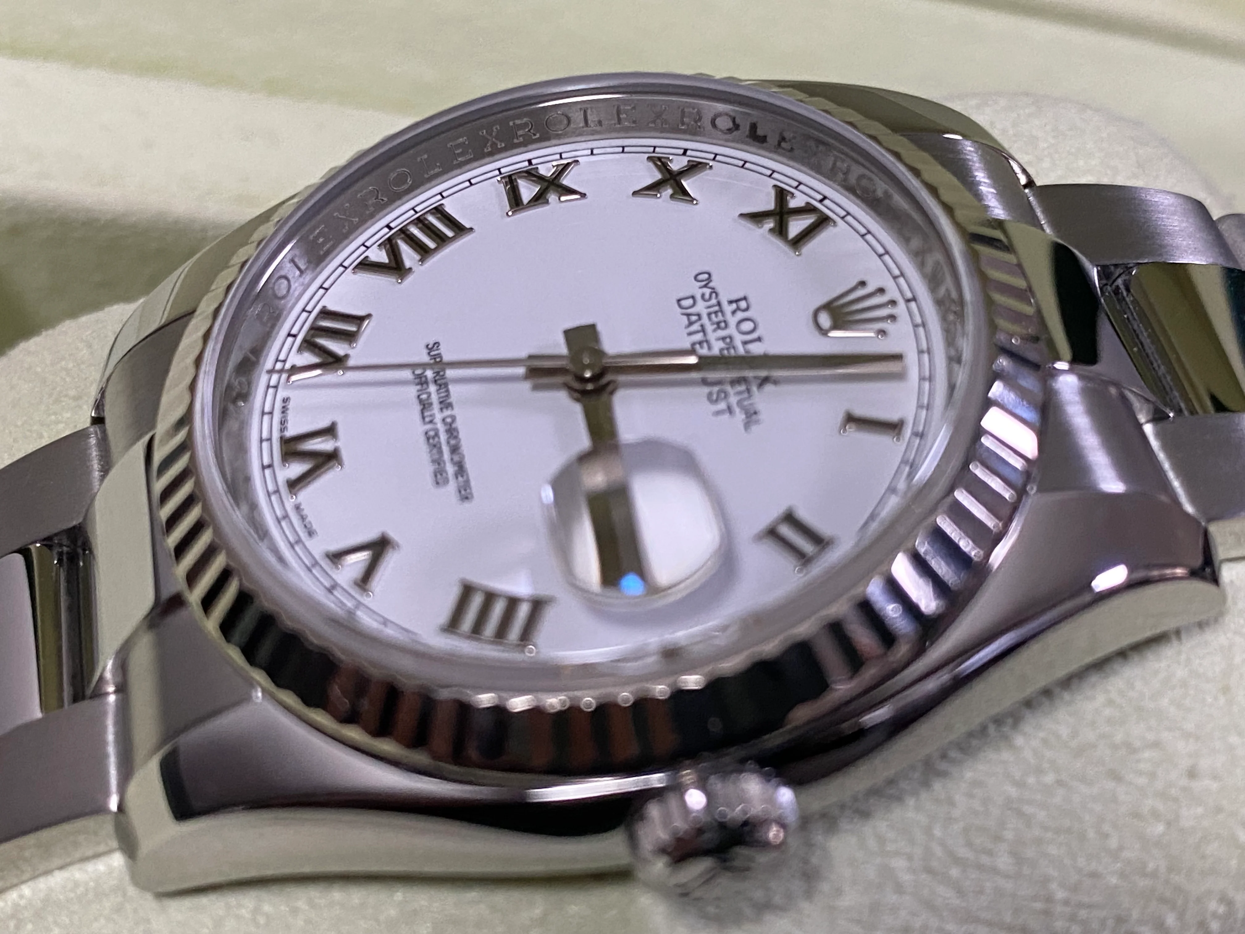 Rolex Steel Datejust 36 - Fluted Bezel - White Roman Dial - Oyster Bracelet - 116234