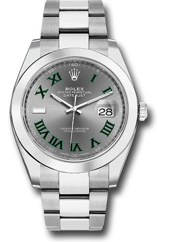 Rolex Steel Datejust 41 Watch - Smooth Bezel - Slate Green Roman 