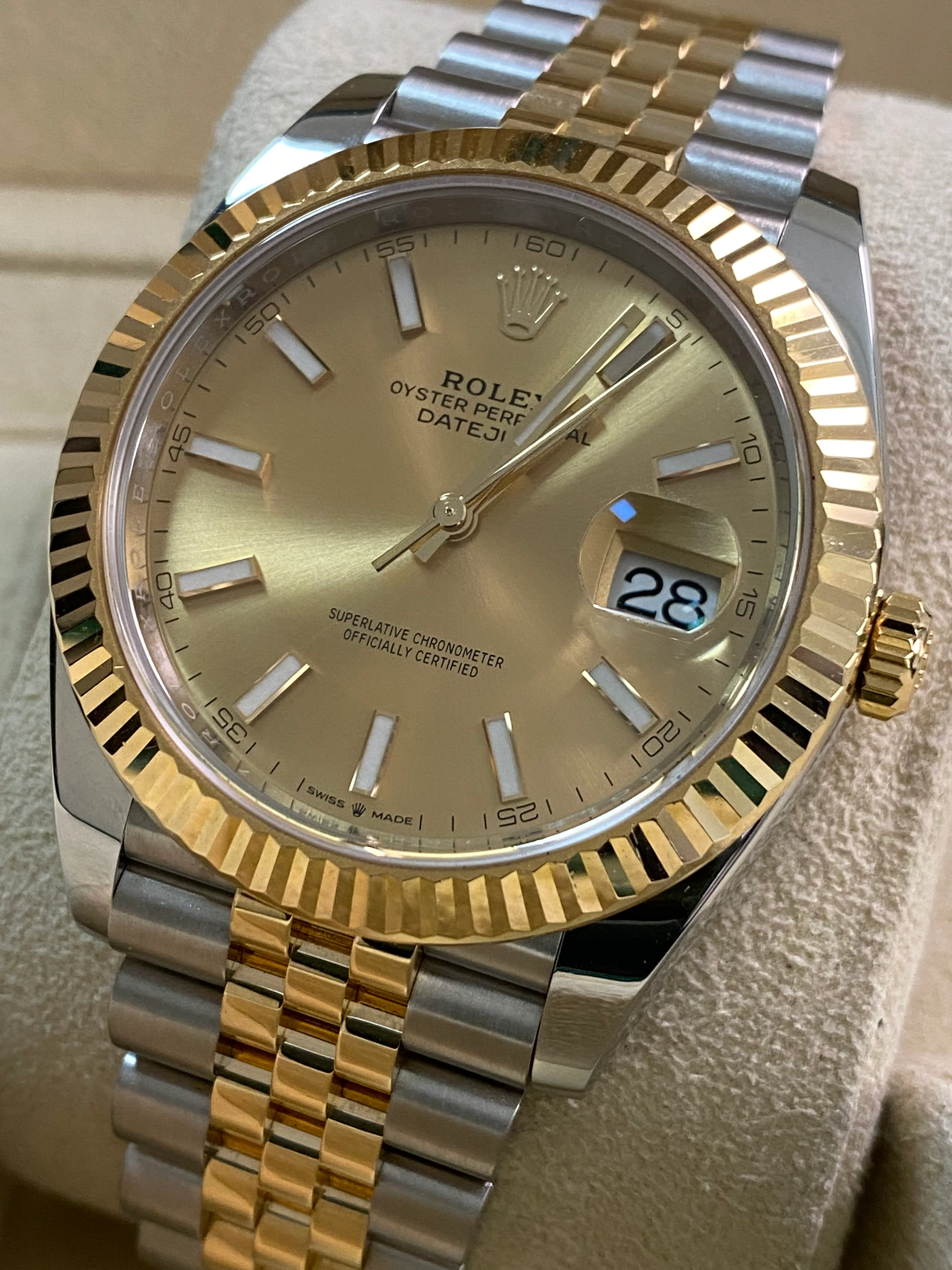 Rolex Steel and Yellow Gold Datejust 41 - 2019 - Fluted Bezel - Champagne Index Dial - Jubilee Bracelet - 126333 *FULL SET*
