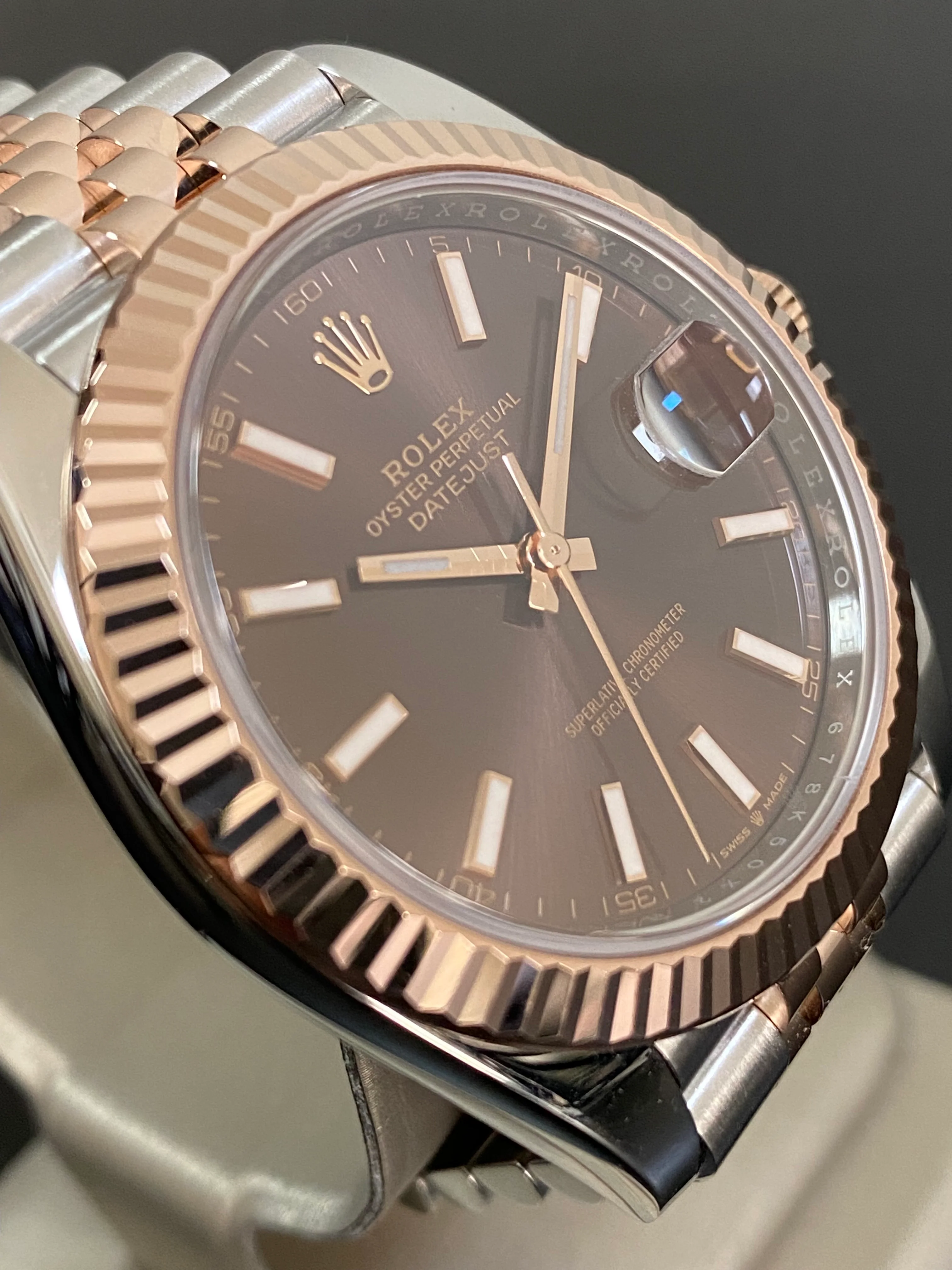 Rolex Steel and Everose Gold Datejust 41 - 2020 - Fluted Bezel - Chocolate Index Dial - Jubilee Bracelet - 126331 *FULL SET*