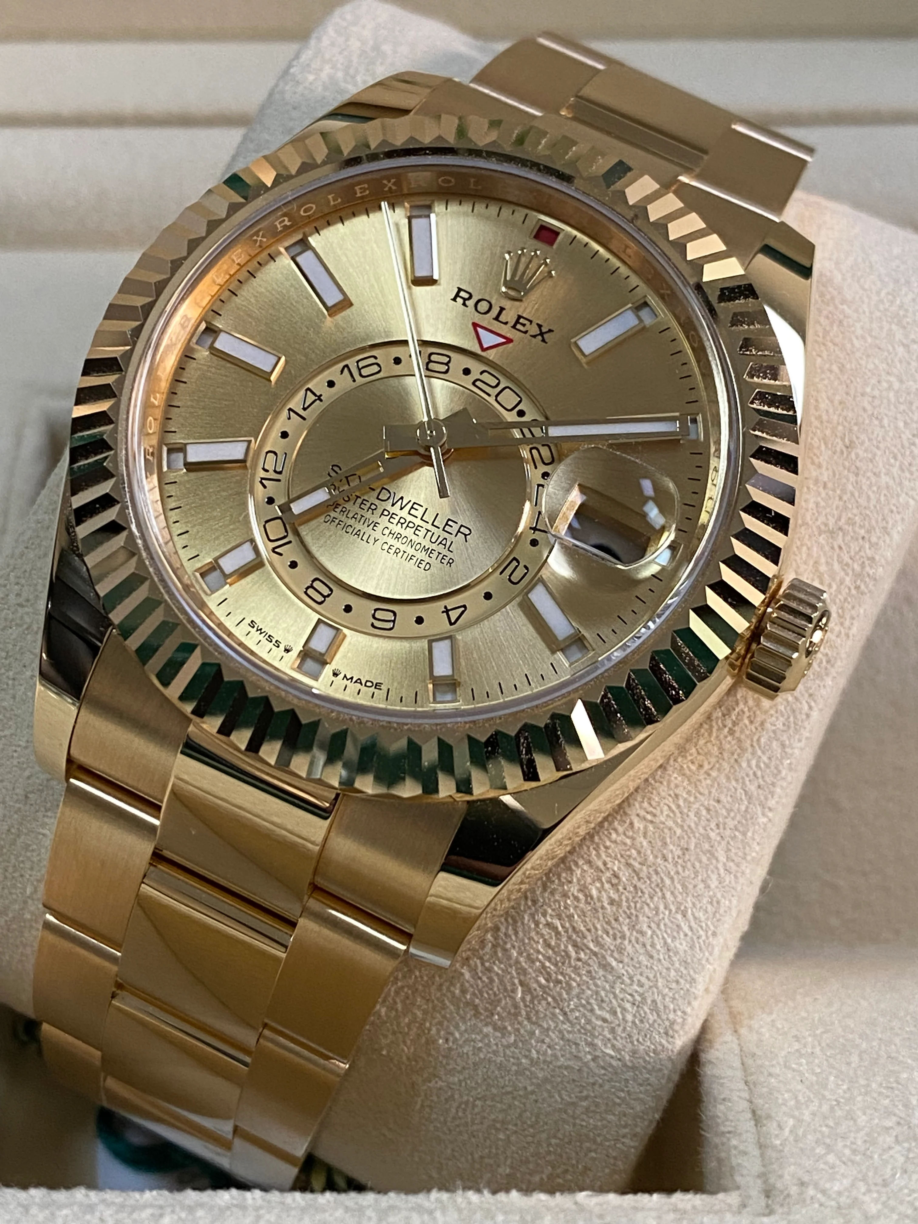 Rolex Yellow Gold Sky-Dweller - 2023 - Champagne Index Dial - Oyster Bracelet - 336938