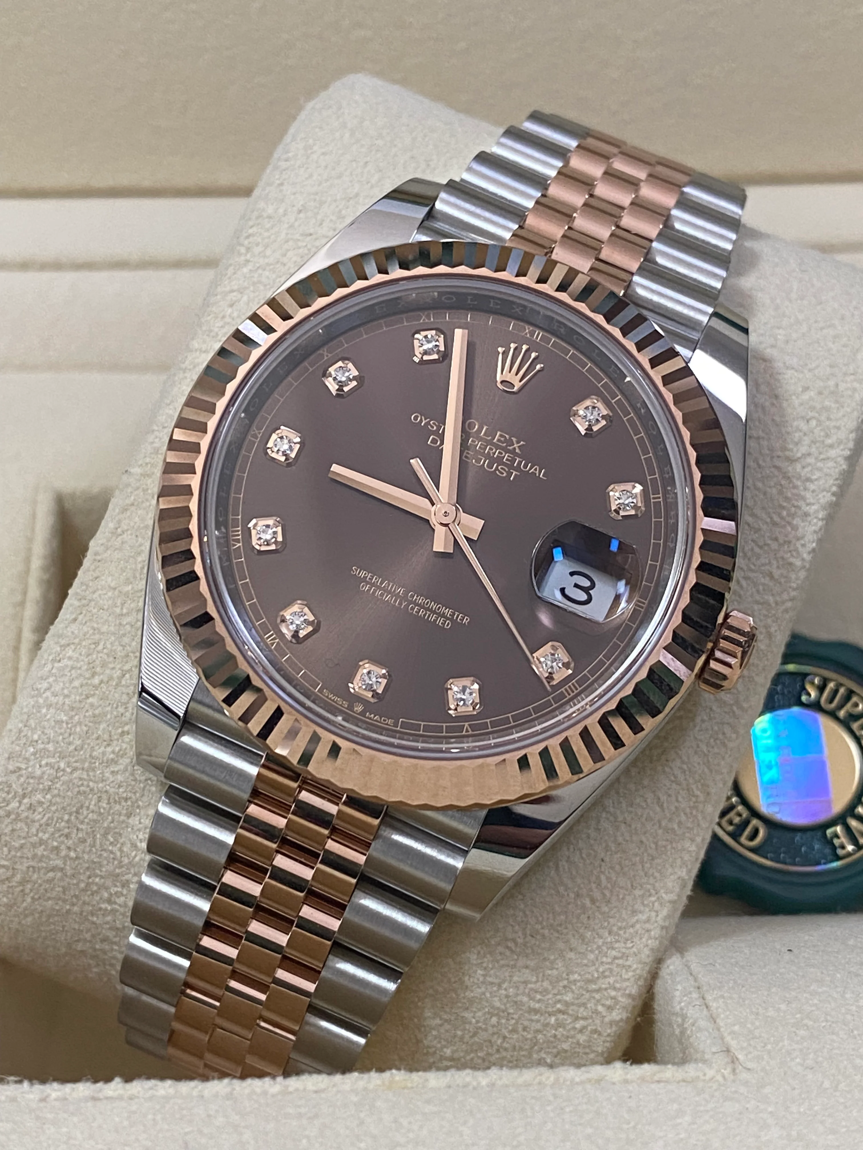 Rolex Steel and Everose Gold Datejust 41 - 2022 - Fluted Bezel - Chocolate Diamond Dial - Jubilee Bracelet - 126331