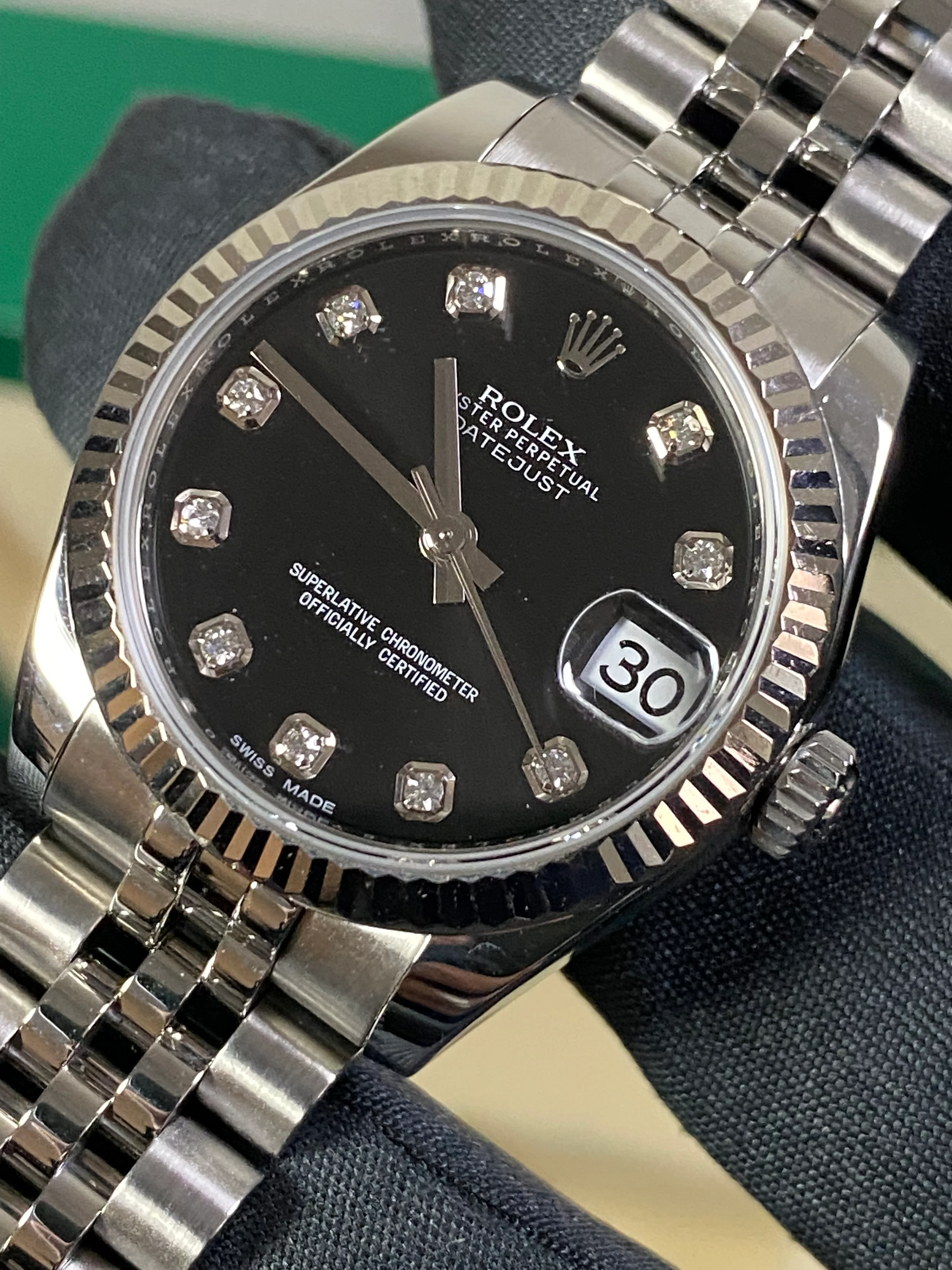 Rolex Steel Datejust 31 - Fluted Bezel - Factory Diamond Dial - Jubilee Bracelet - 178274
