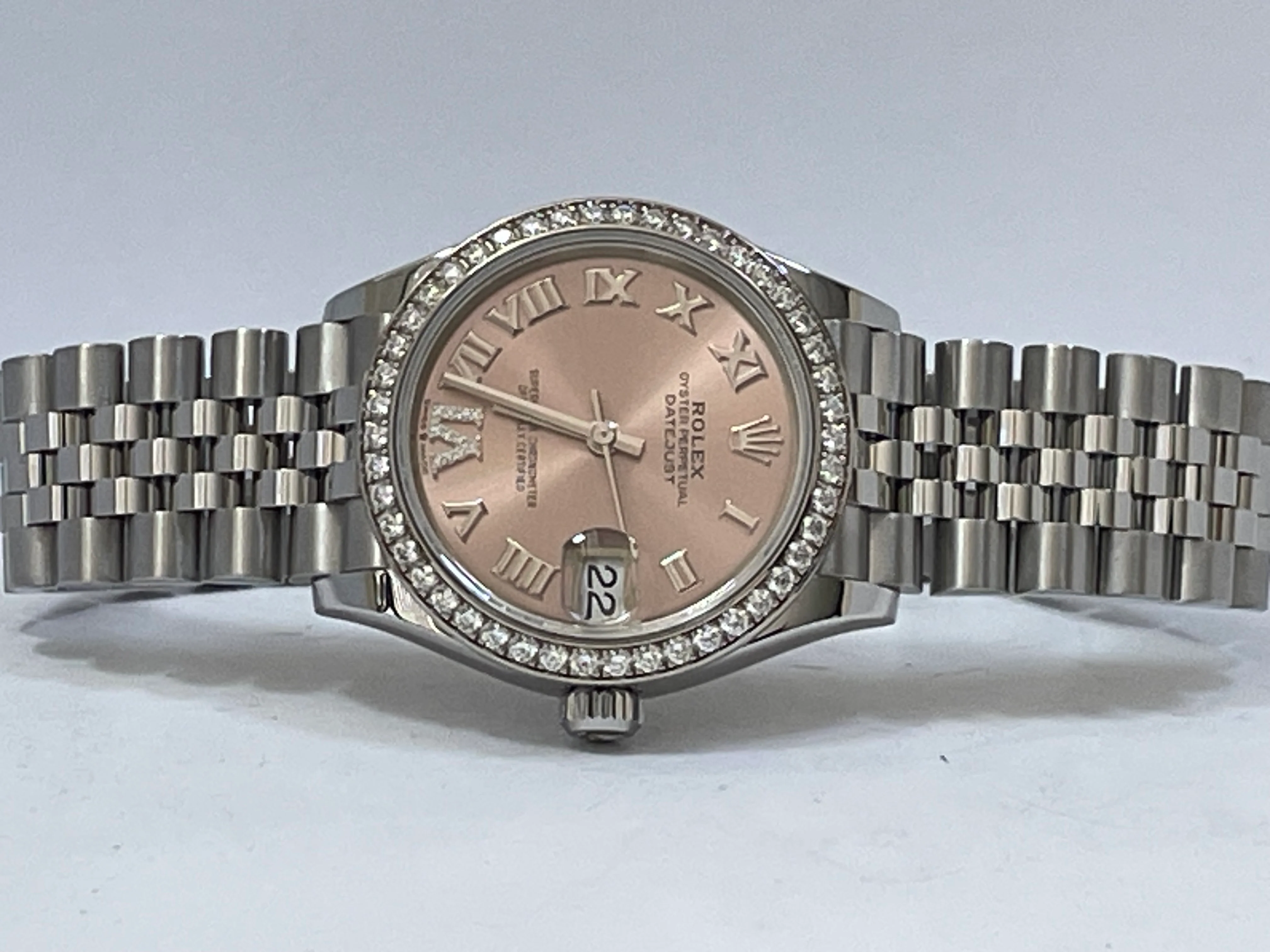 Rolex Steel and White Gold Datejust 31 - 2023 - Diamond Bezel - Pink Diamond Dial - Jubilee Bracelet - 278384RBR
