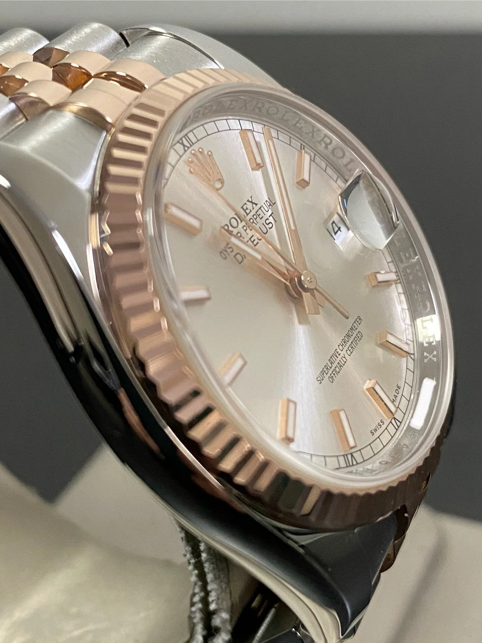 Rolex Steel and Everose Gold Datejust 36 - Fluted Bezel - Sundust Dial - Jubilee Bracelet - 116231