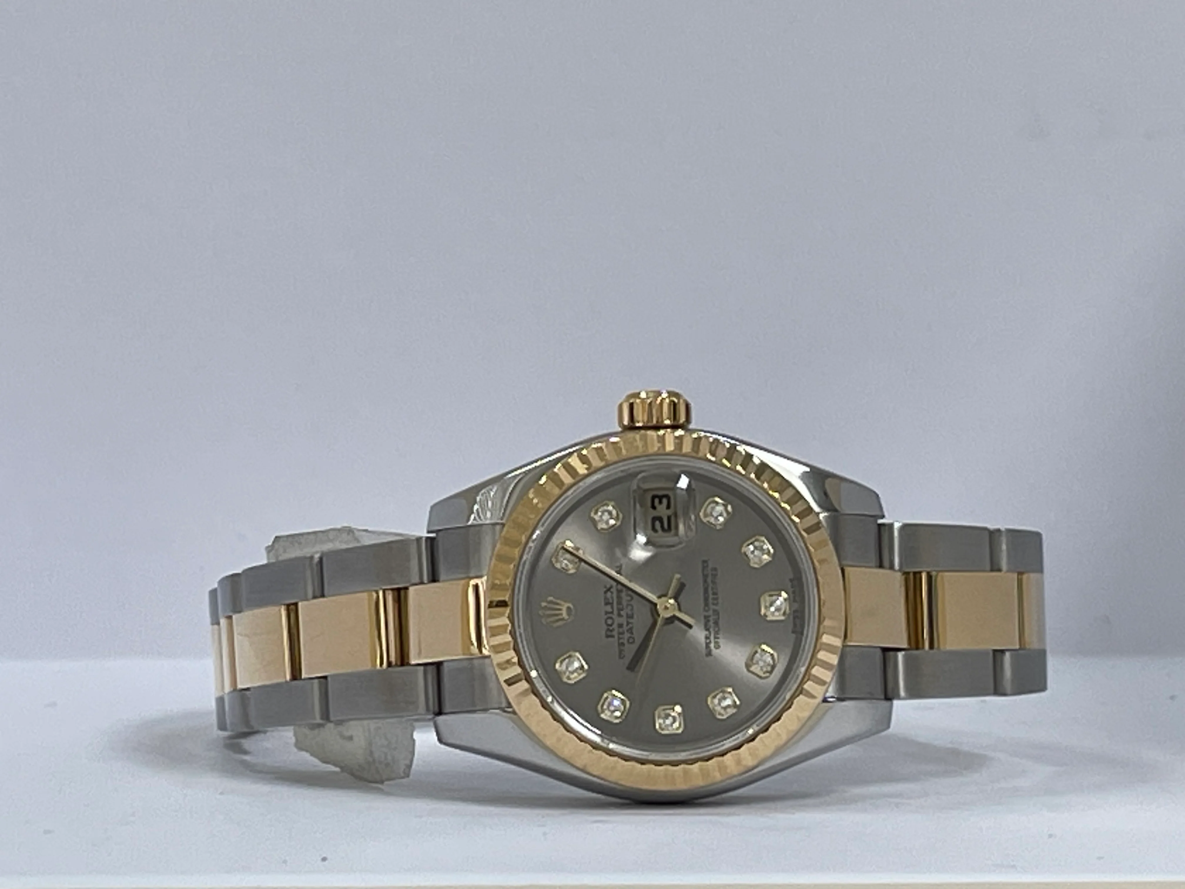 Rolex Yellow Gold and Steel Lady-Datejust - F Serial - Fluted Bezel - Factory Diamond Dial - Oyster Bracelet - 179173