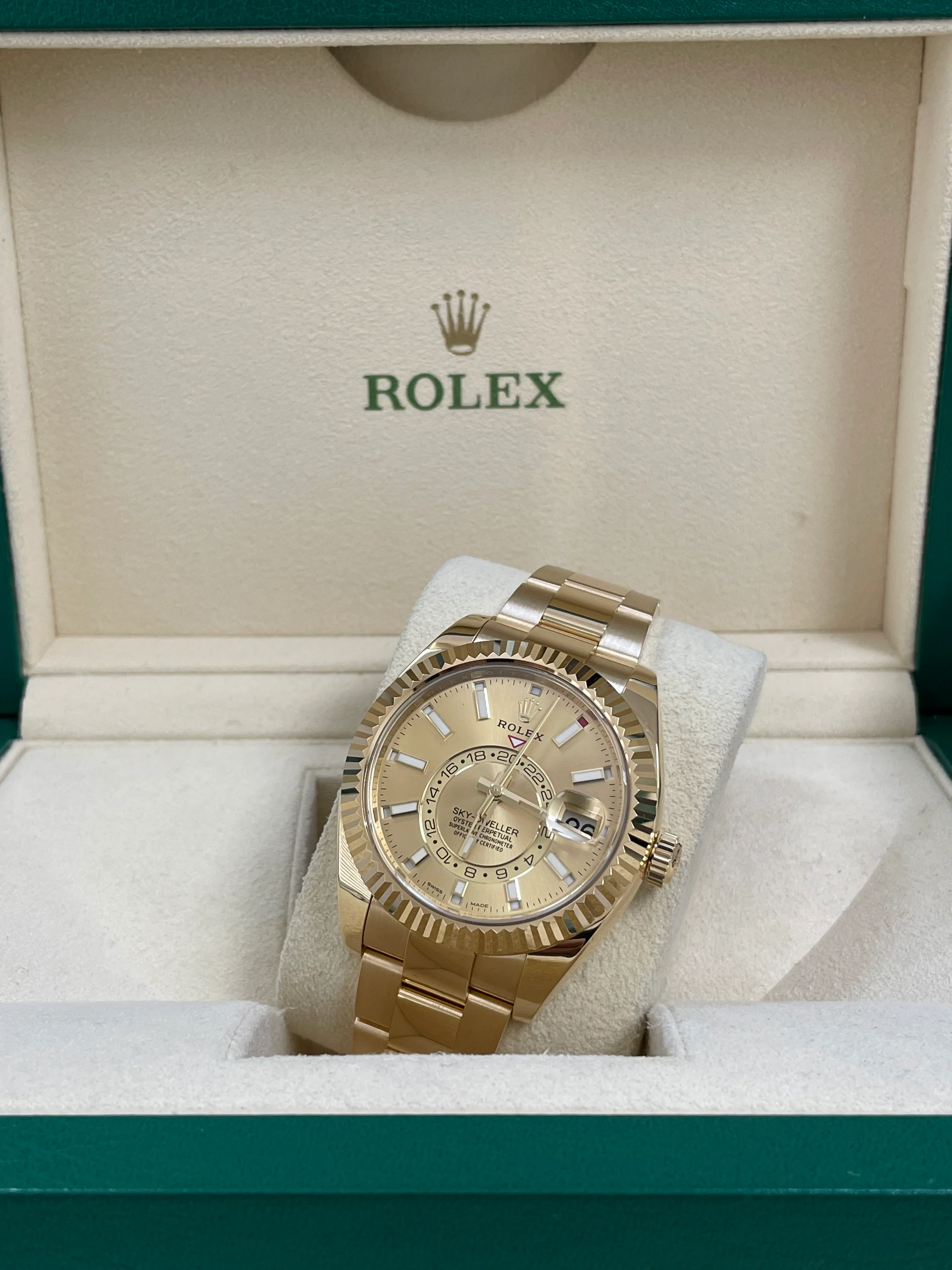 Rolex Yellow Gold Sky-Dweller - 2023 - Champagne Index Dial - Oyster Bracelet - 326938