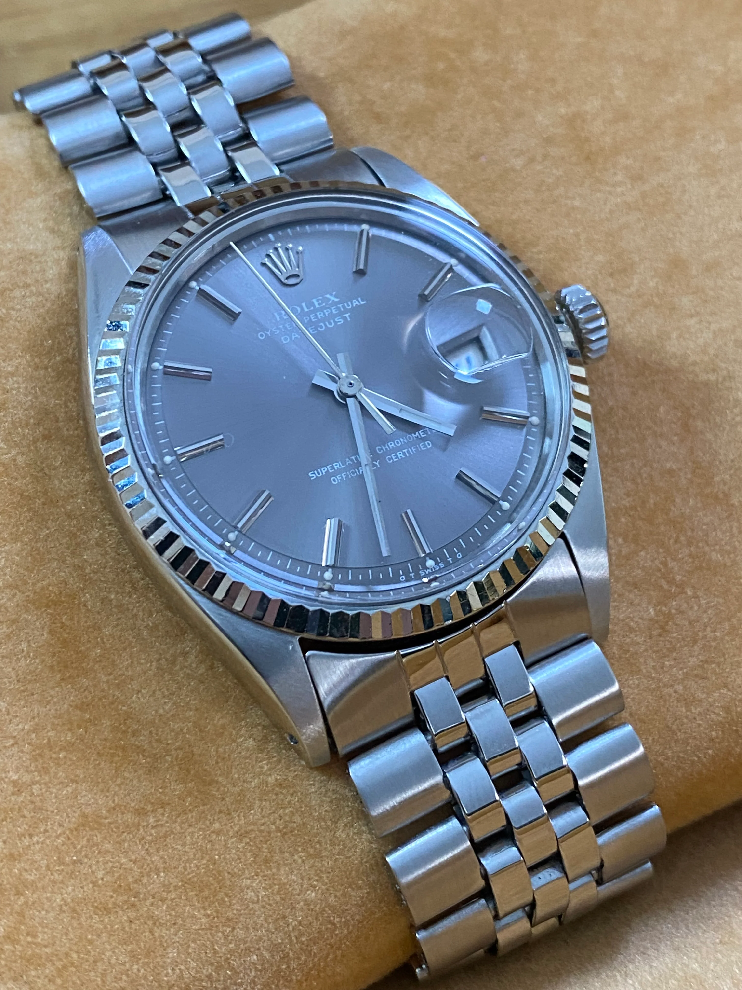 Rolex Steel Datejust 36 - Fluted Bezel - Grey Index Dial - Jubilee Bracelet - 1601