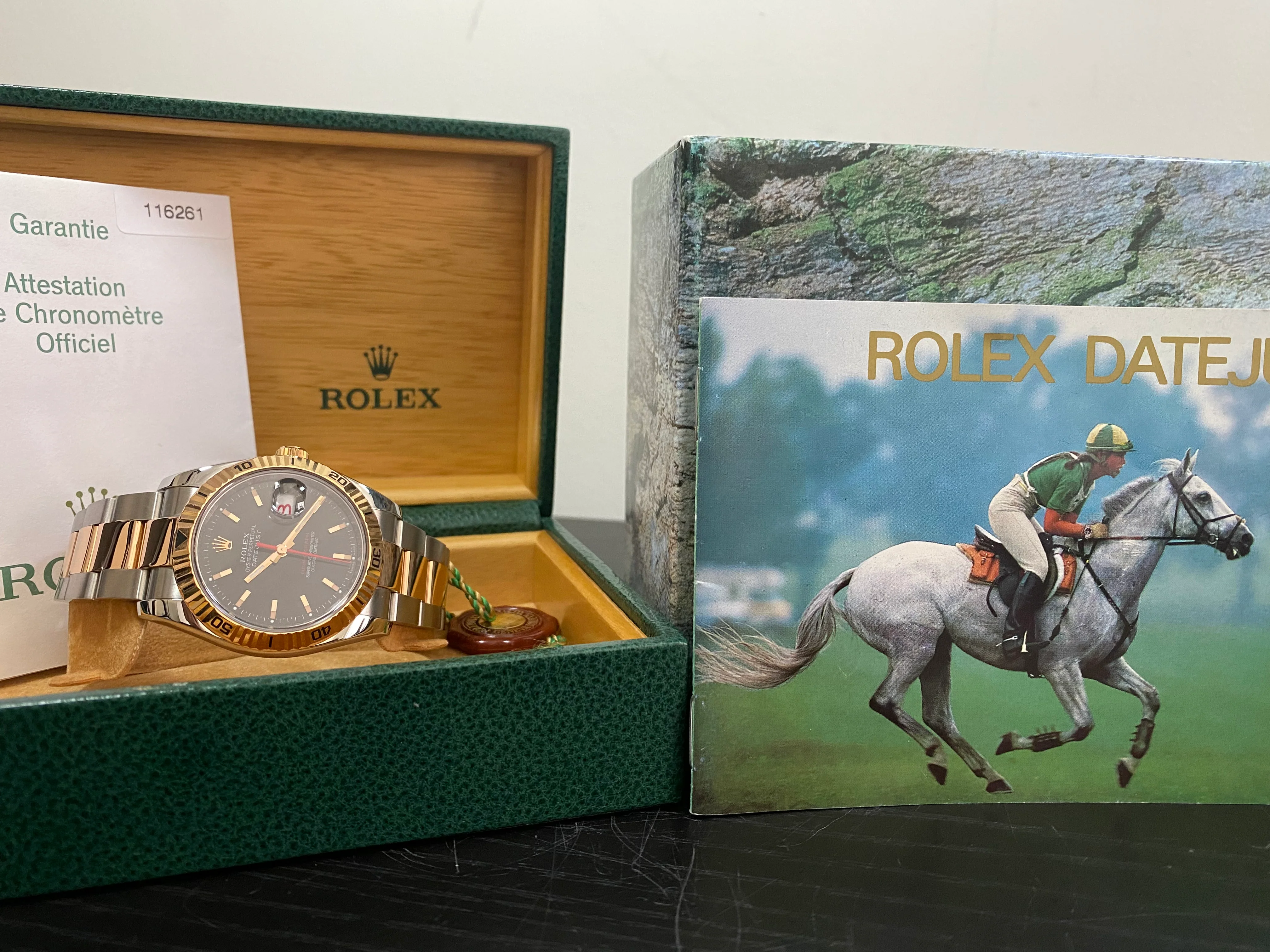 Rolex Steel and Everose Gold Datejust 36 Turn-O-Graph - 2005 - Fluted Bezel - Black Index Dial - Oyster Bracelet - 116261 *FULL SET*