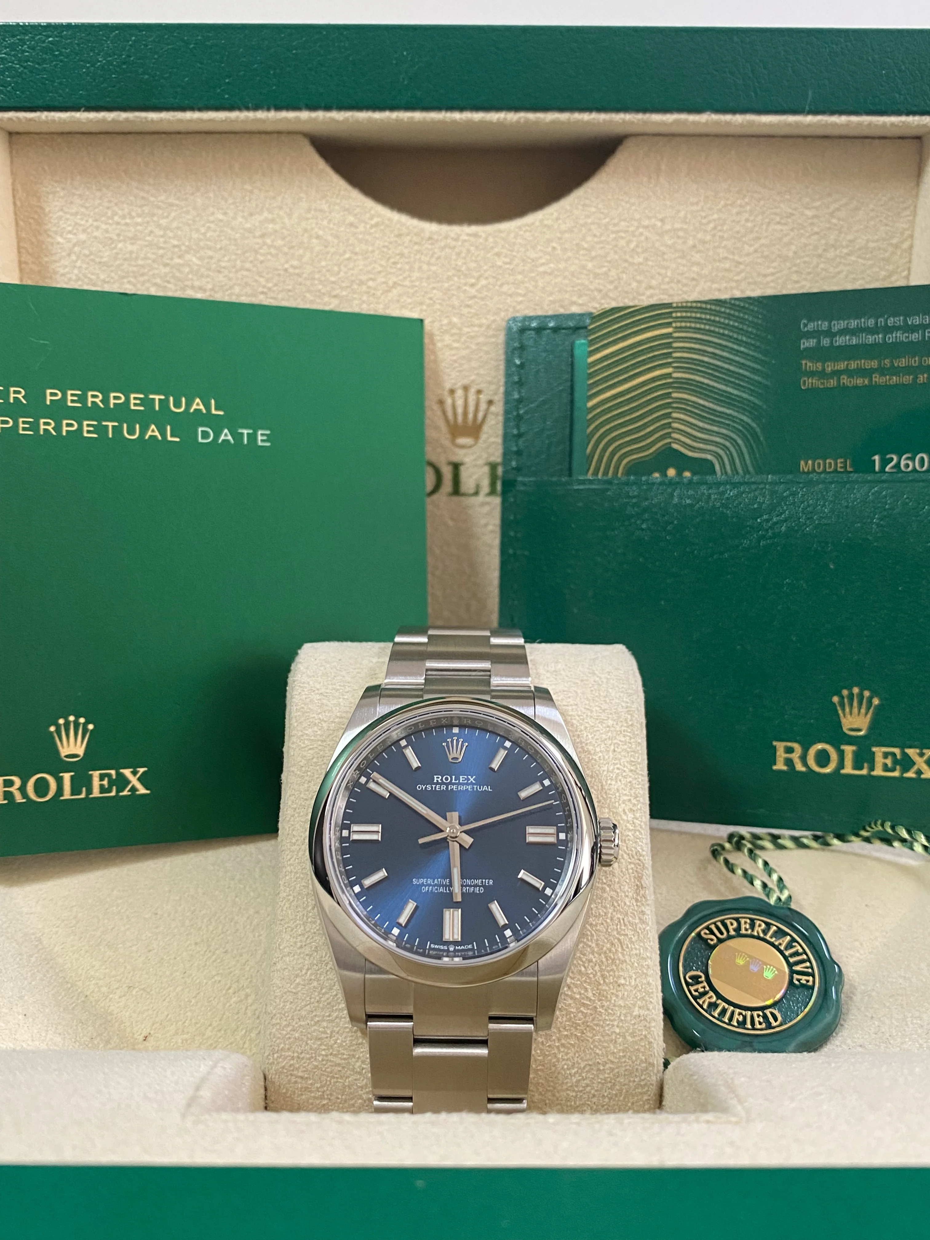 Rolex Oyster Perpetual 36 - 2024 - Domed Bezel - Blue Index Dial - Oyster Bracelet - 126000 *FULL SET*