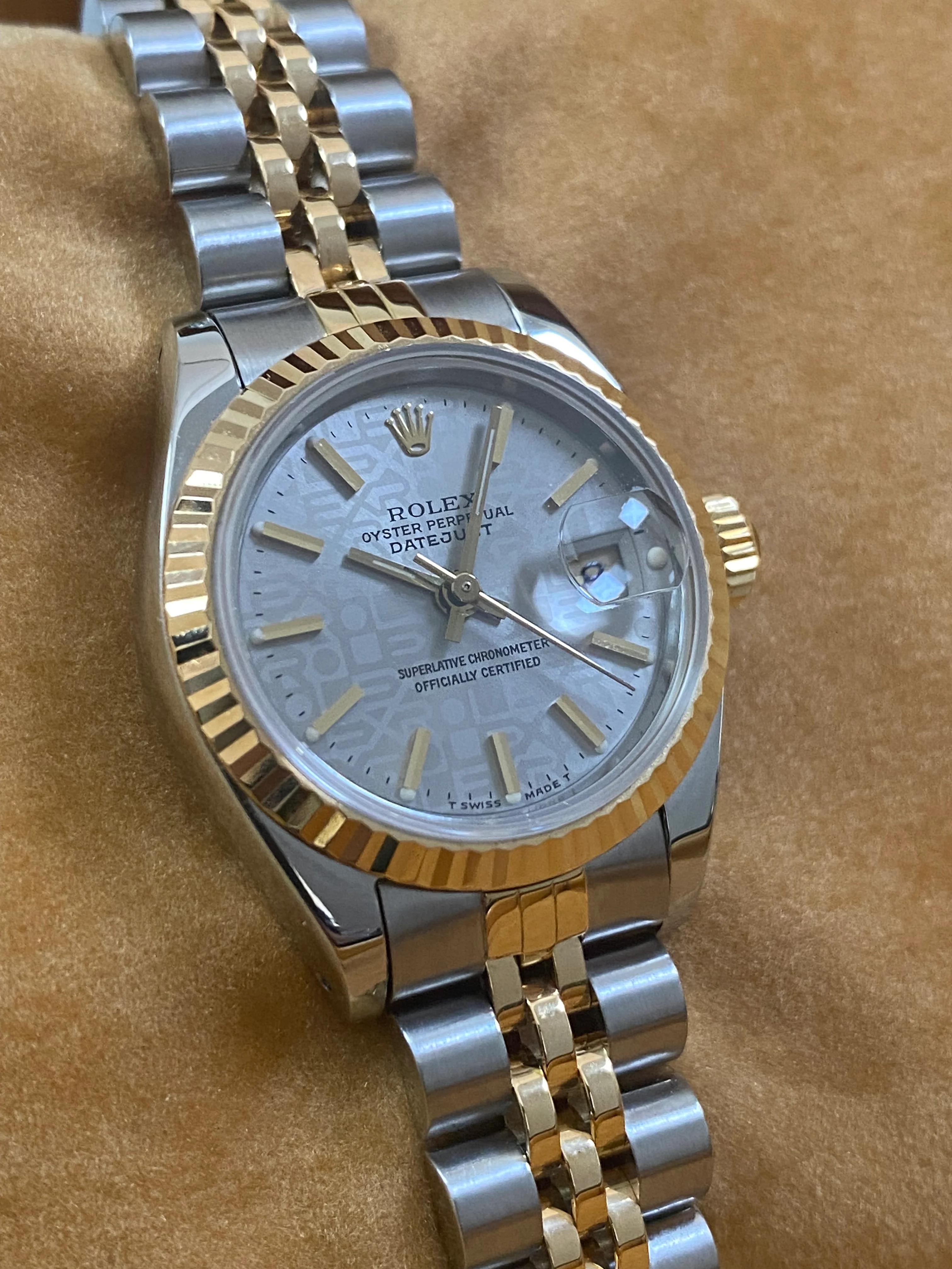 Rolex Steel and Yellow Gold Lady-Datejust - L serial - Fluted Bezel - Grey Index Dial - Jubilee Bracelet - 69173
