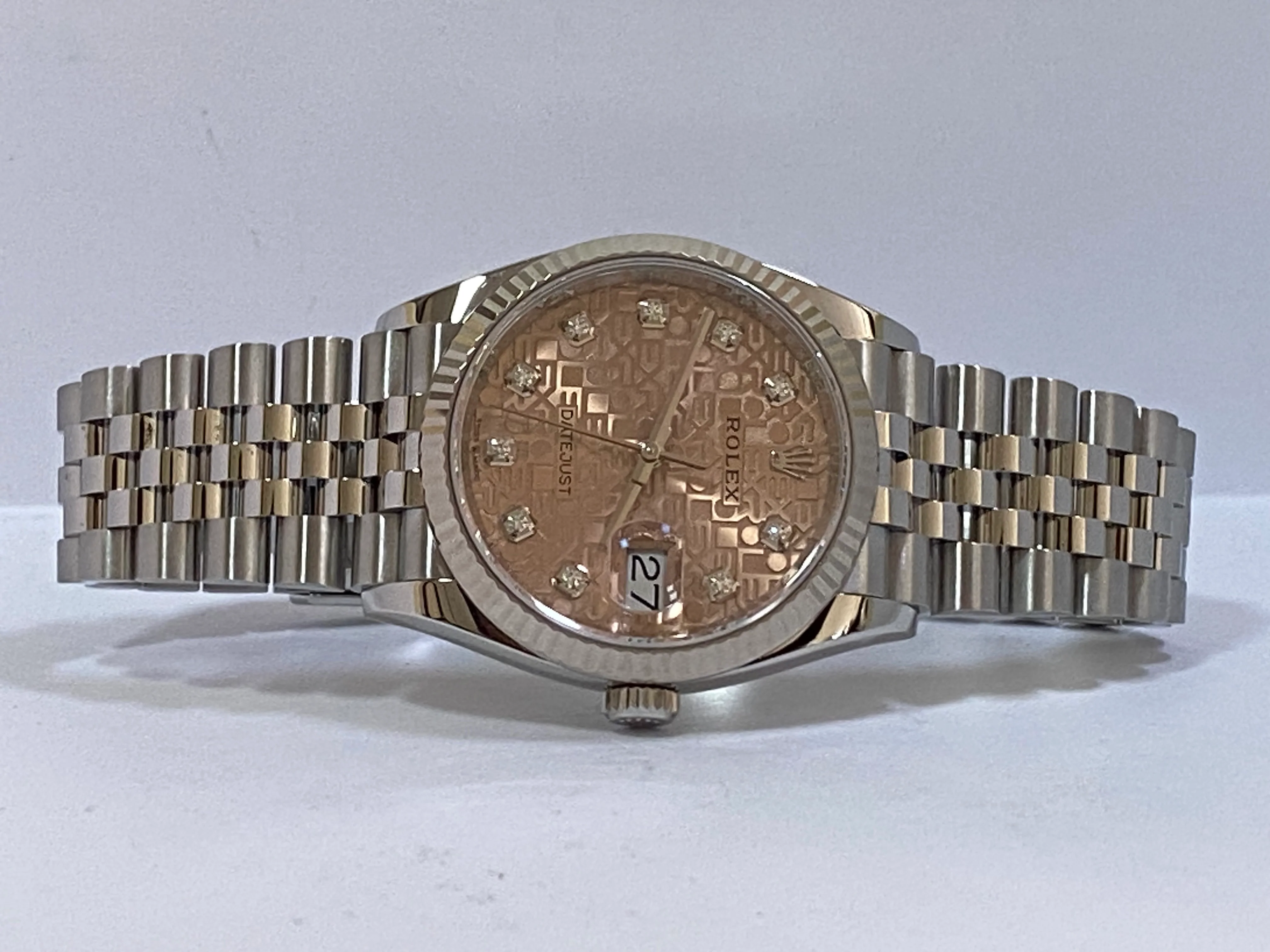 Rolex Steel Datejust 36 - 2023 - Fluted Bezel - Pink Anniversary Diamond Dial - Jubilee Bracelet - 126234