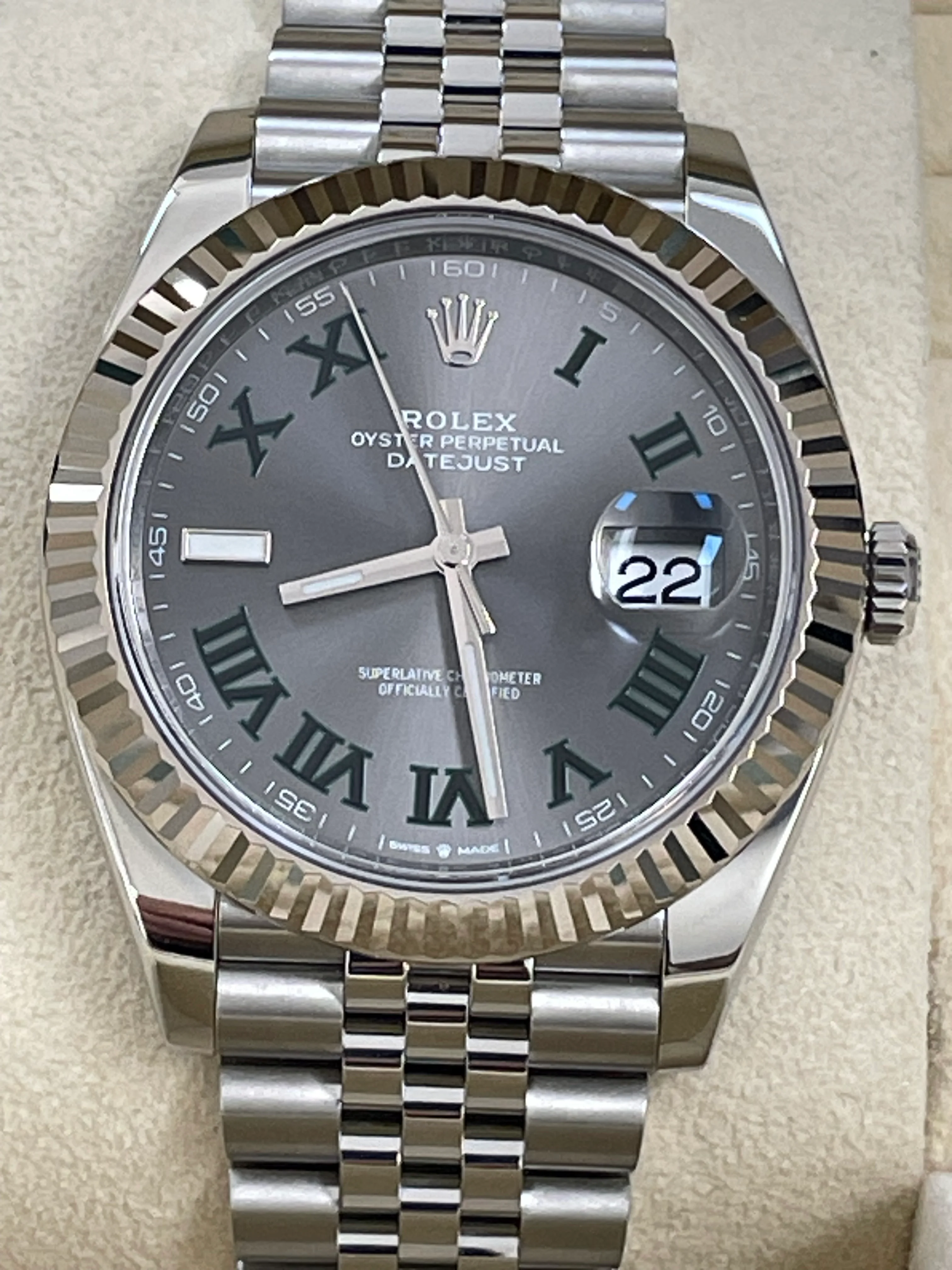 Rolex Steel and White Gold Datejust 41 - 2023 - Fluted Bezel - 