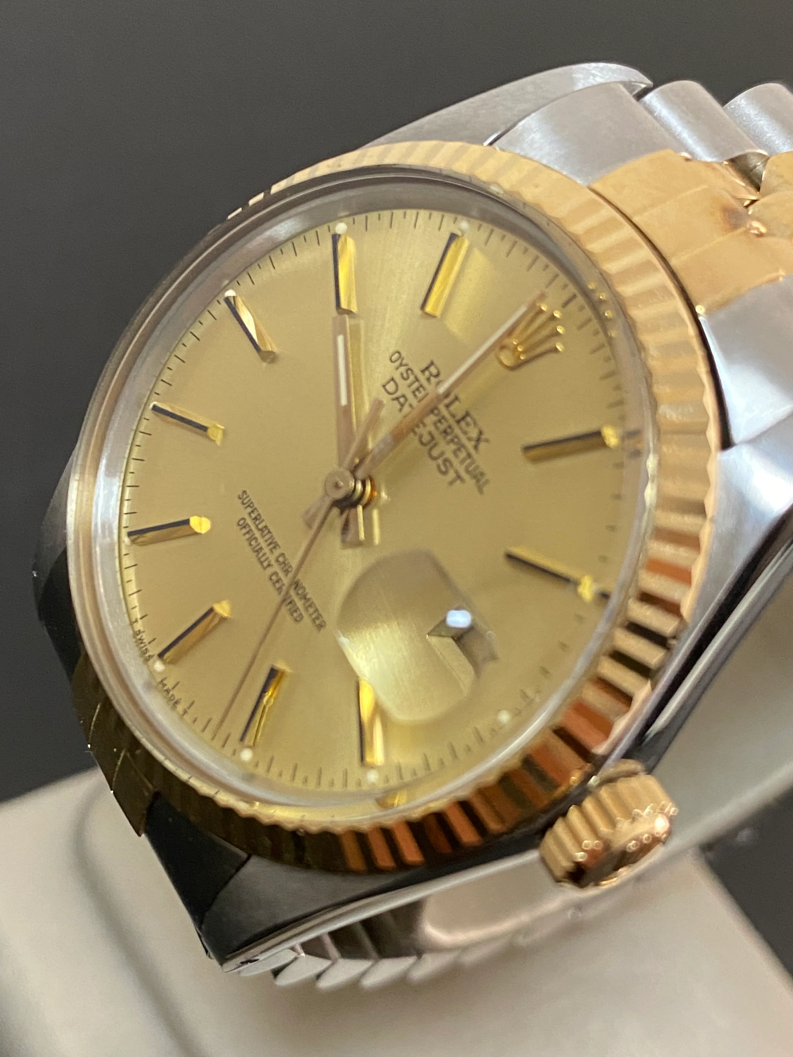 Rolex Steel and Yellow Gold Datejust 36 - 1987 - Fluted Bezel - Champagne Index Dial - Jubilee Bracelet - 16013 *UNPOLISHED*