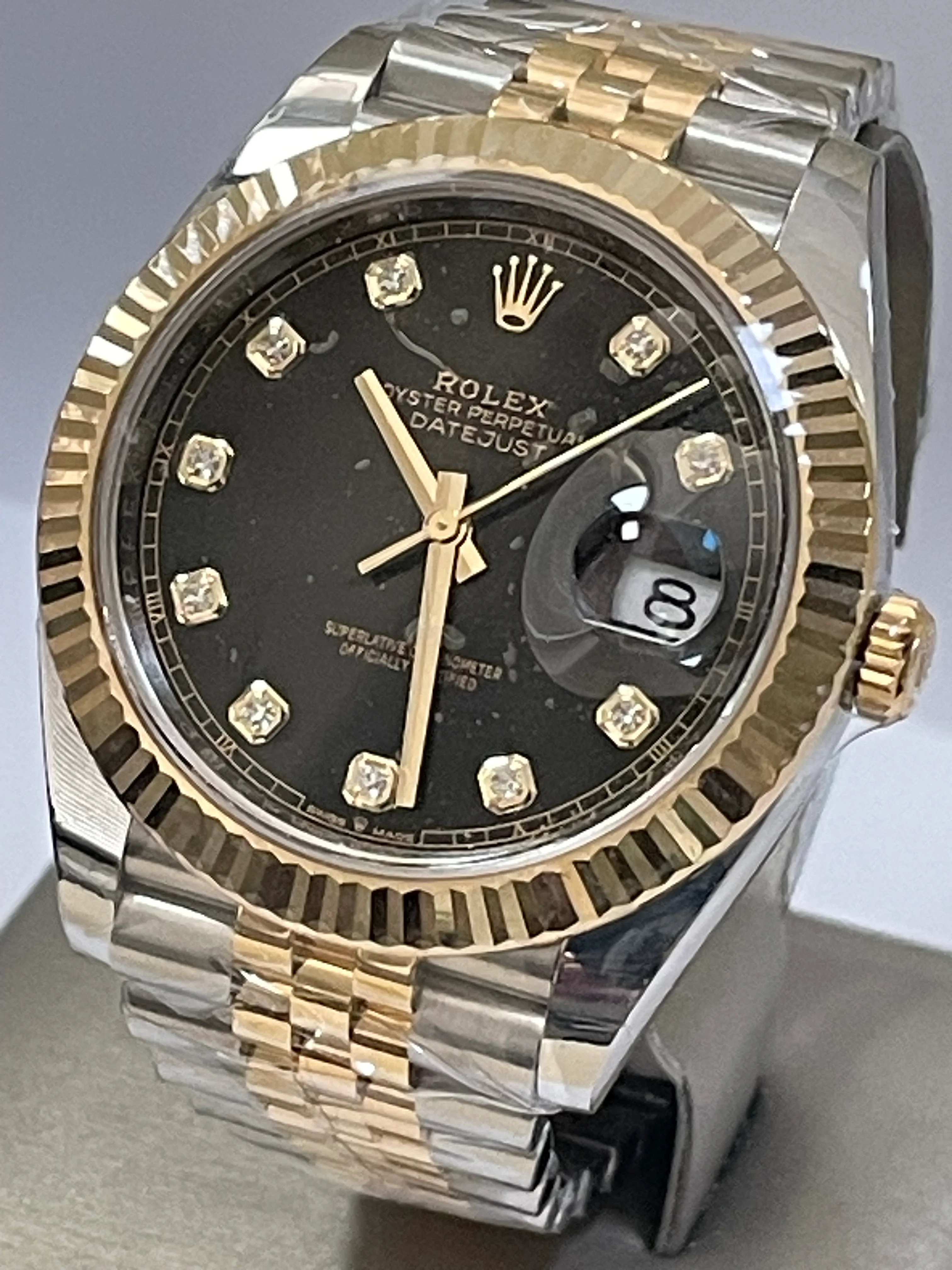 Rolex Steel and Yellow Gold Datejust 41  - 2023 - Fluted Bezel - Black Diamond Dial - Jubilee Bracelet - 126333