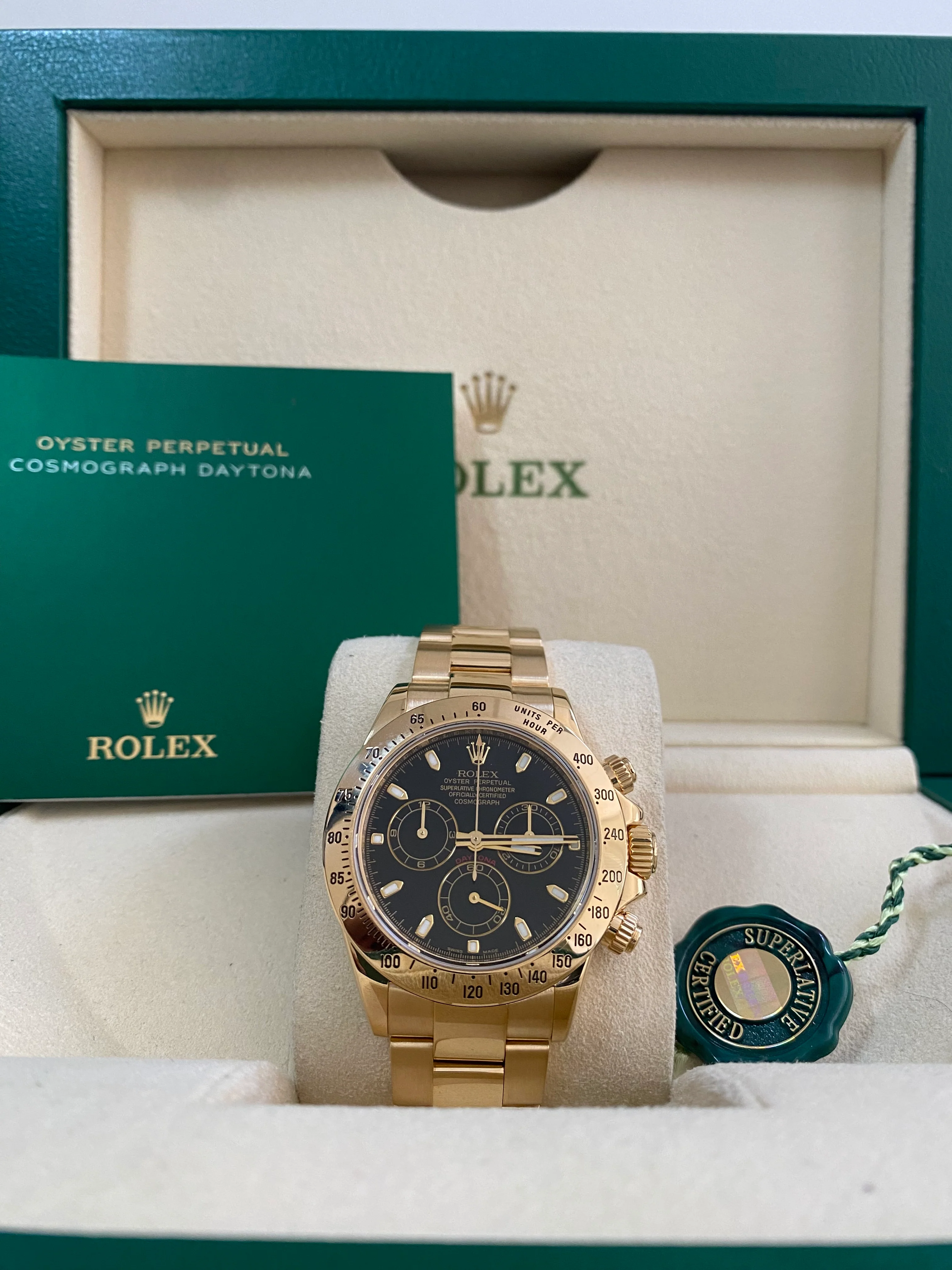 Rolex Yellow Gold Cosmograph Daytona -  Z serial - Black Index Dial - 116528