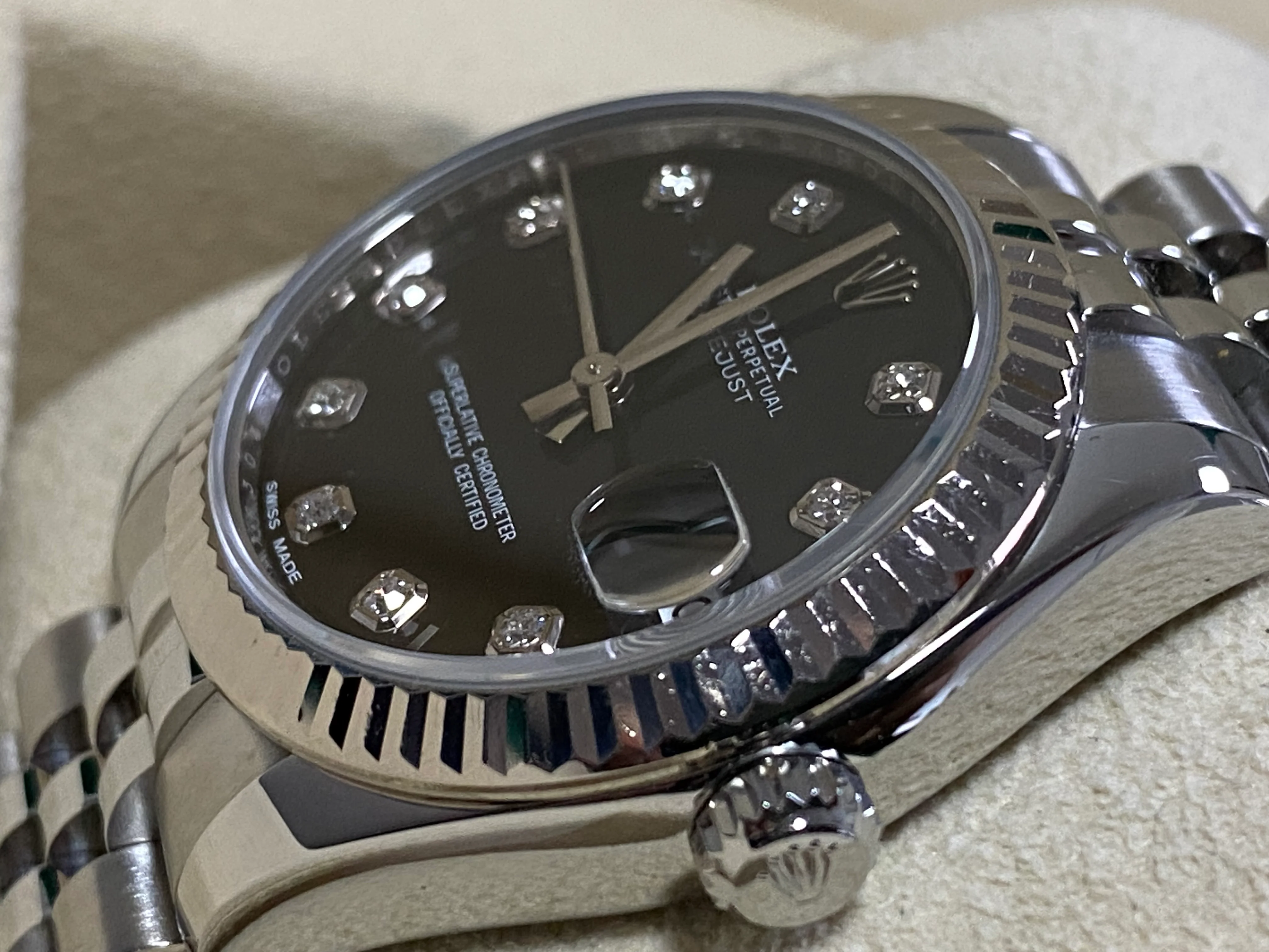 Rolex Steel Datejust 31 - Fluted Bezel - Factory Diamond Dial - Jubilee Bracelet - 178274