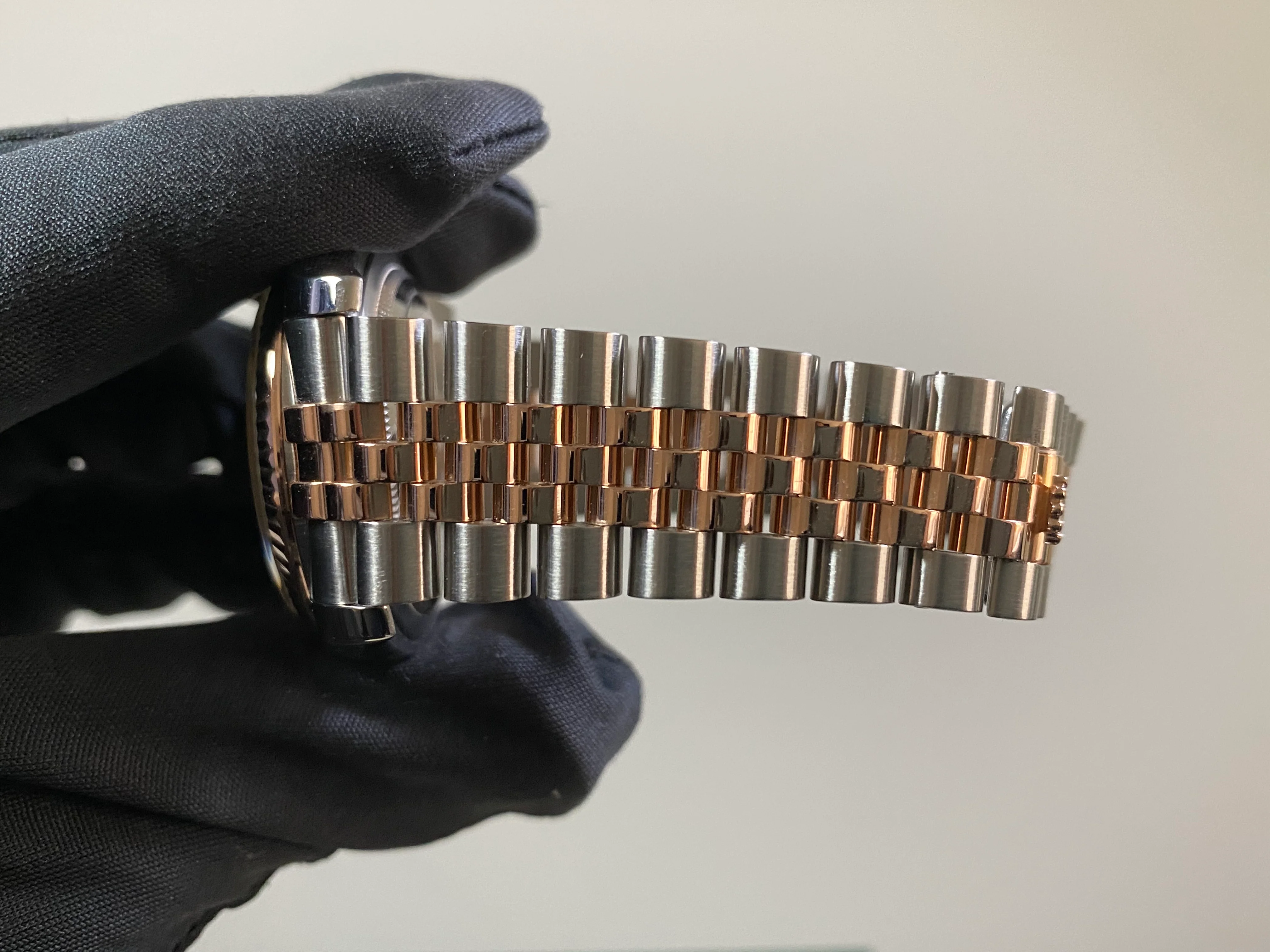 Rolex Steel and Everose Gold Datejust 36 - 2009 - Fluted Bezel - Black Diamond Dial - Jubilee Bracelet - 116231