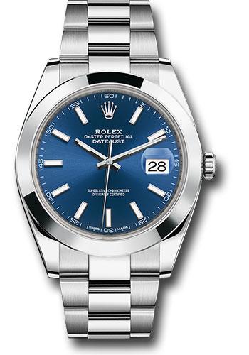 Rolex Steel Datejust 41 - 2020 - Smooth Bezel - Blue Index Dial - Oyster Bracelet - 126300