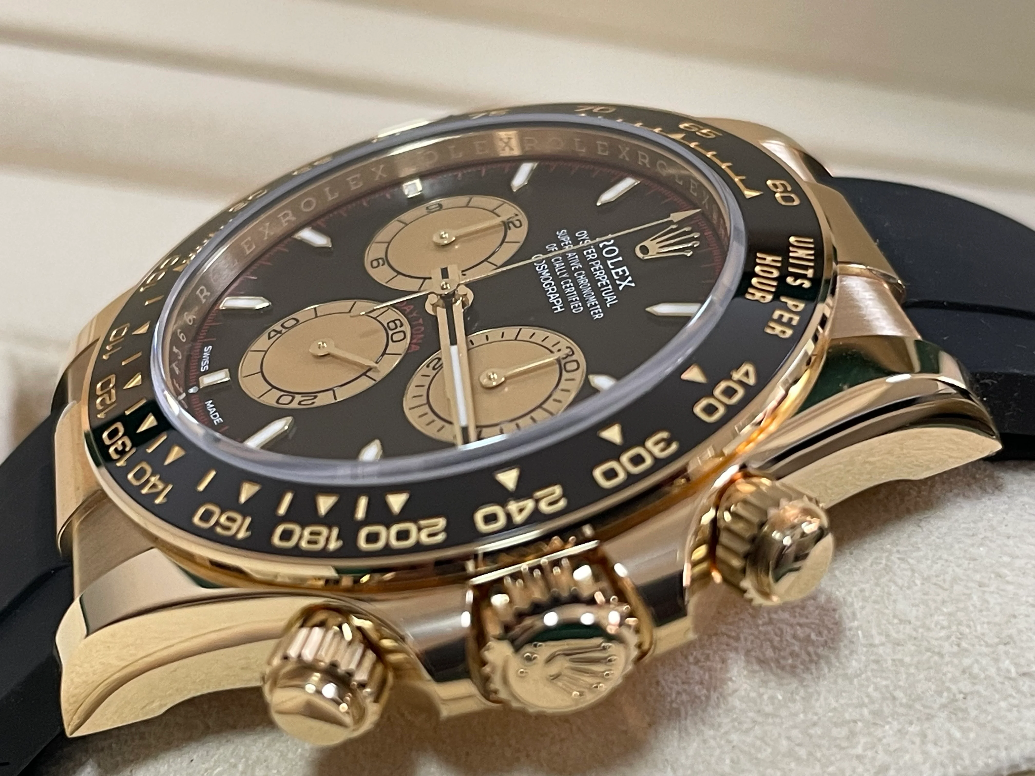 Rolex Yellow Gold Cosmograph Daytona - 2024 - Black Champagne Dial - Black Oysterflex Strap - 126518LN