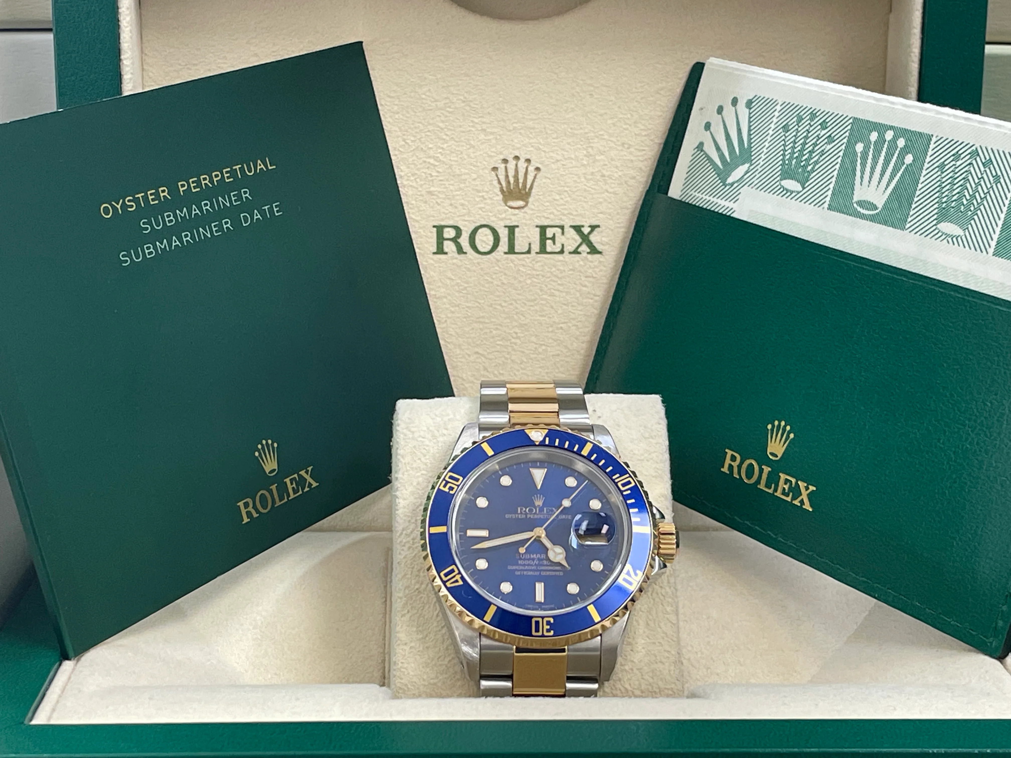 Rolex Steel and Gold Rolesor Submariner Date - Blue Dial - Pre Ceramic Bezel - 16613