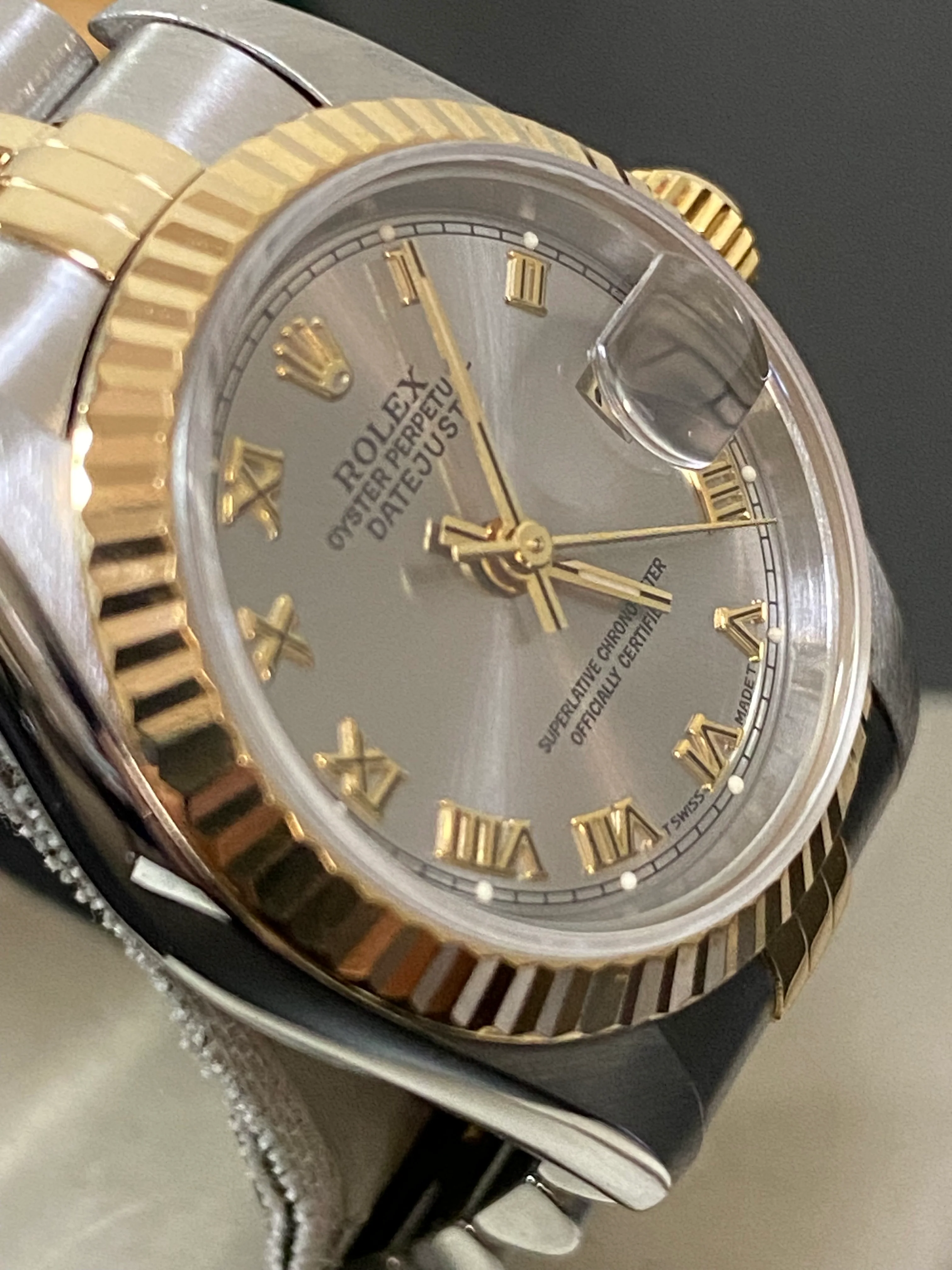 Rolex Two Tone Lady-Datejust - T Serial- Fluted Bezel - Silver Roman Dial - Jubilee Bracelet - 69173