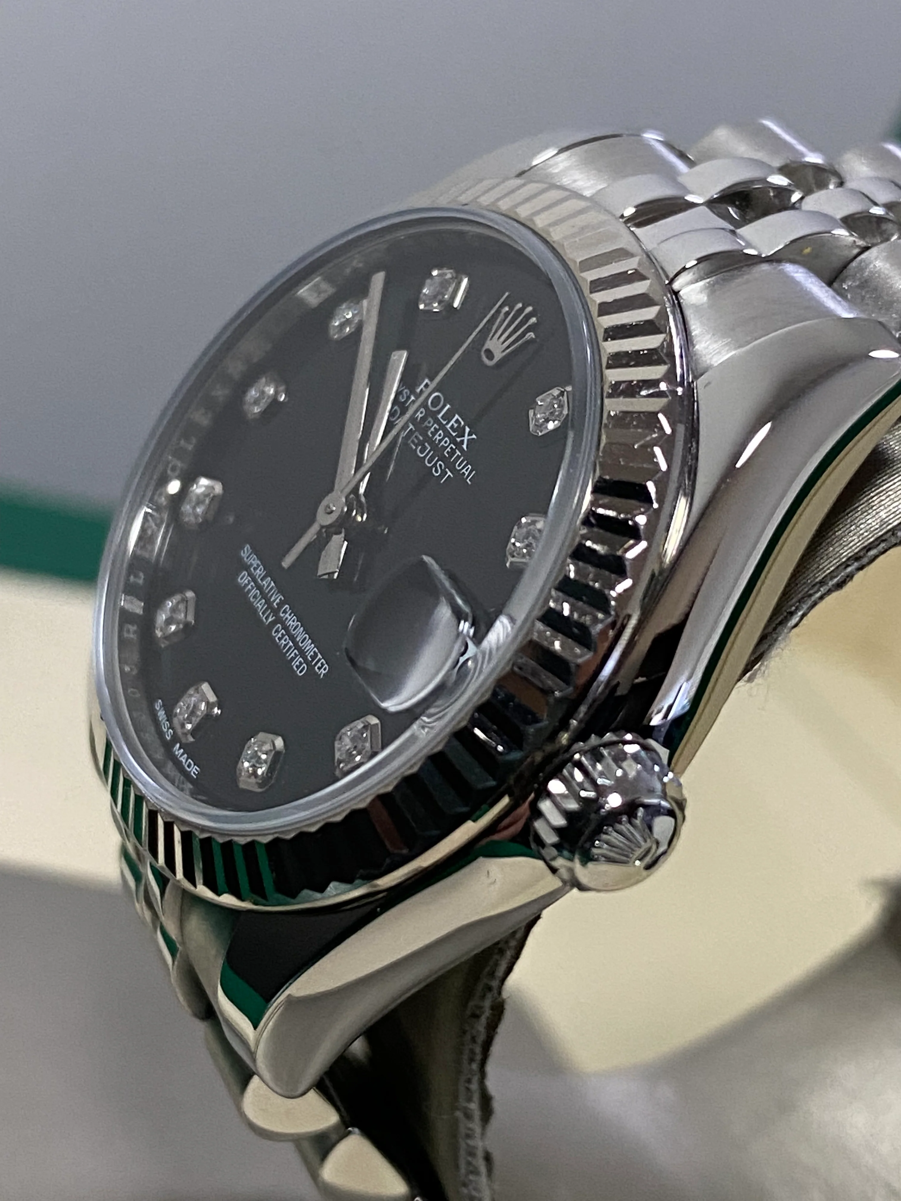 Rolex Steel Datejust 31 - Fluted Bezel - Factory Diamond Dial - Jubilee Bracelet - 178274