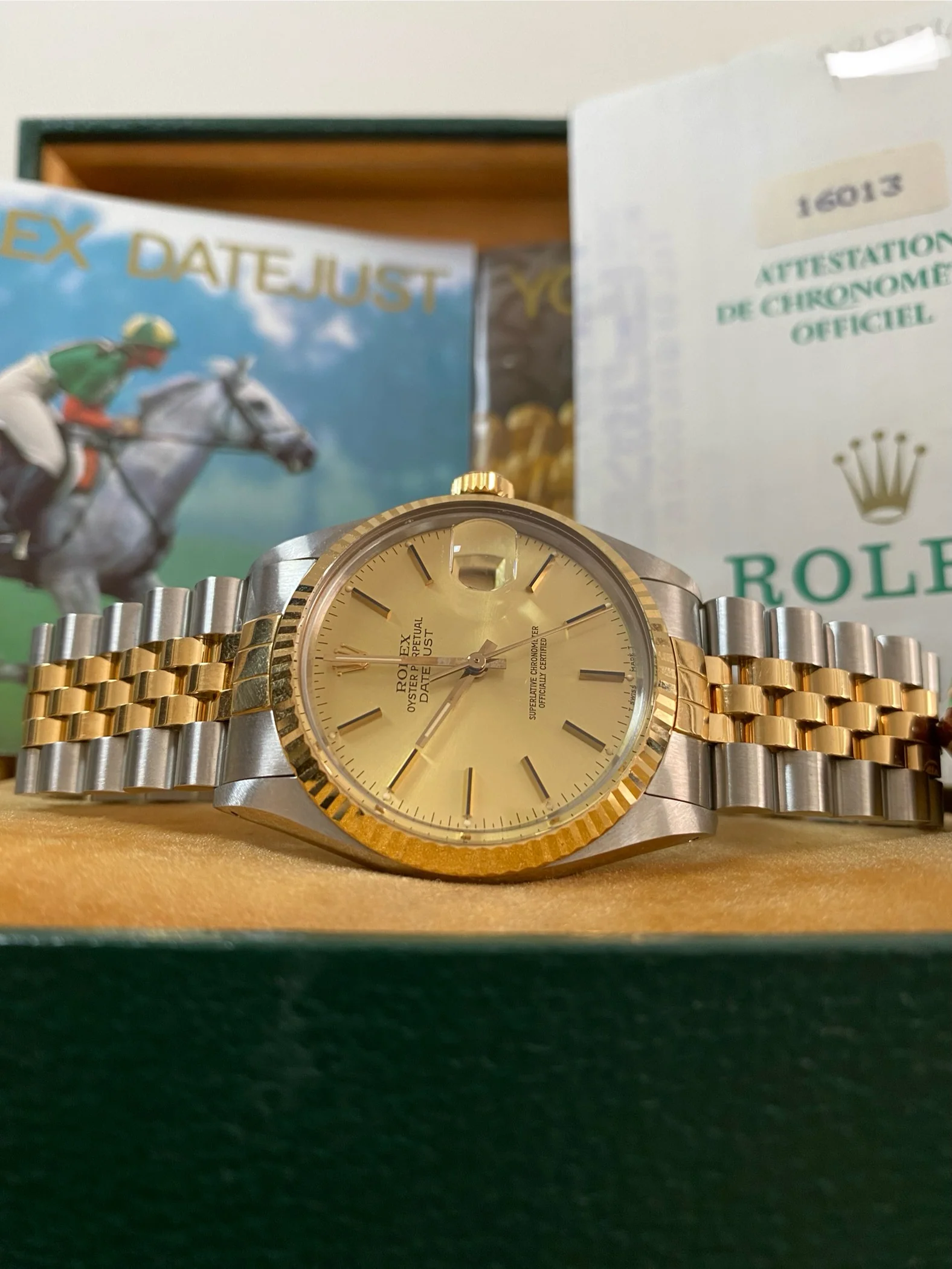 Rolex Steel and Yellow Gold Datejust 36 - 1987 - Fluted Bezel - Champagne Index Dial - Jubilee Bracelet - 16013 *UNPOLISHED*