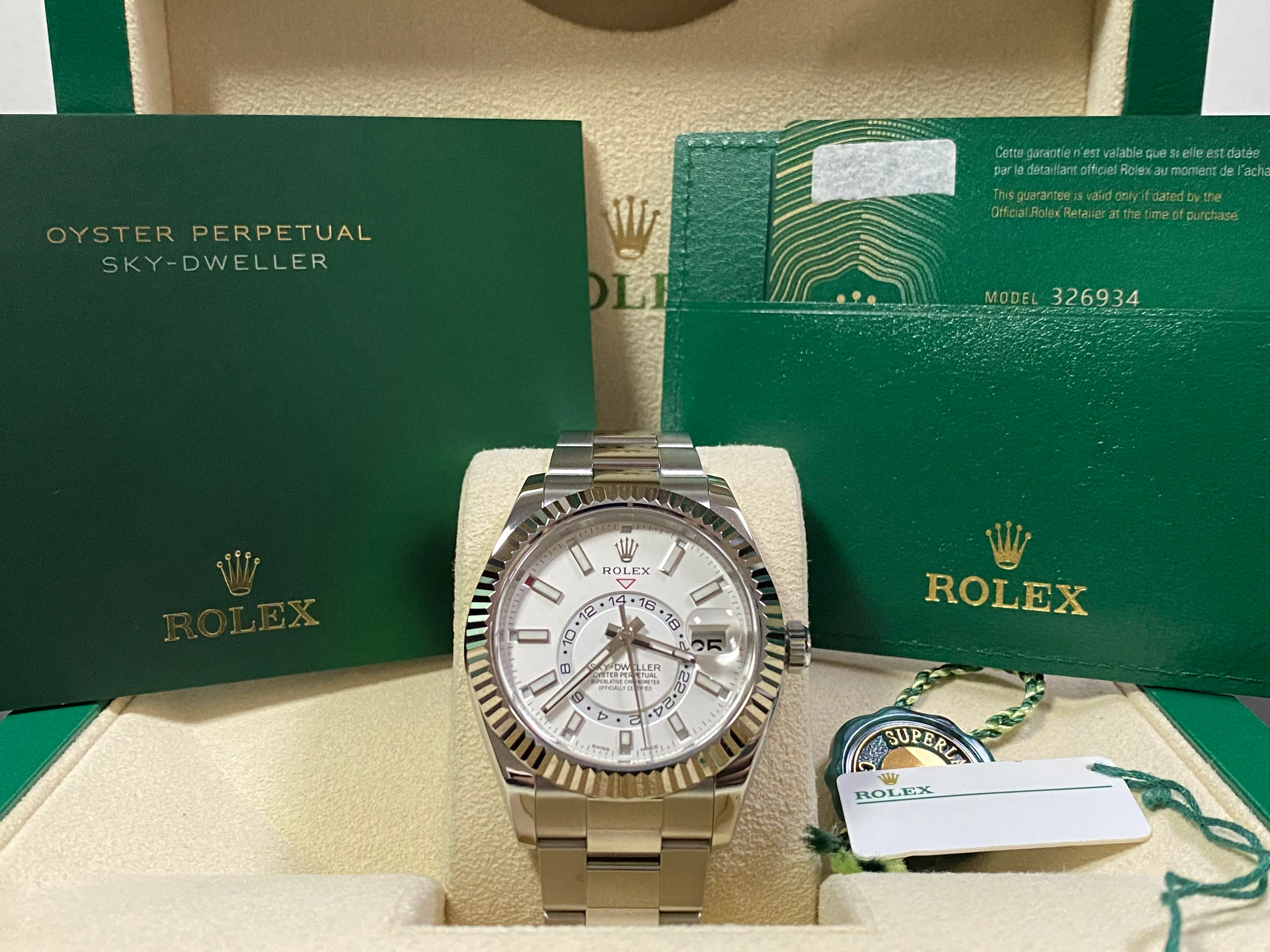 Rolex White Rolesor Sky-Dweller - 2021 - White Index Dial - Oyster Bracelet - 326934