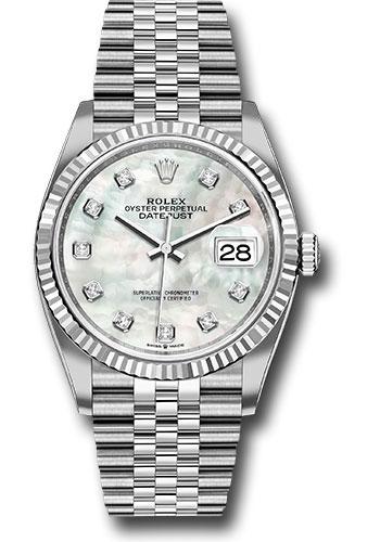 Rolex Steel Datejust 36 - 2024 - Fluted Bezel - Mother-of-Pearl Diamond Dial - Jubilee Bracelet - 126234 *FULL SET*