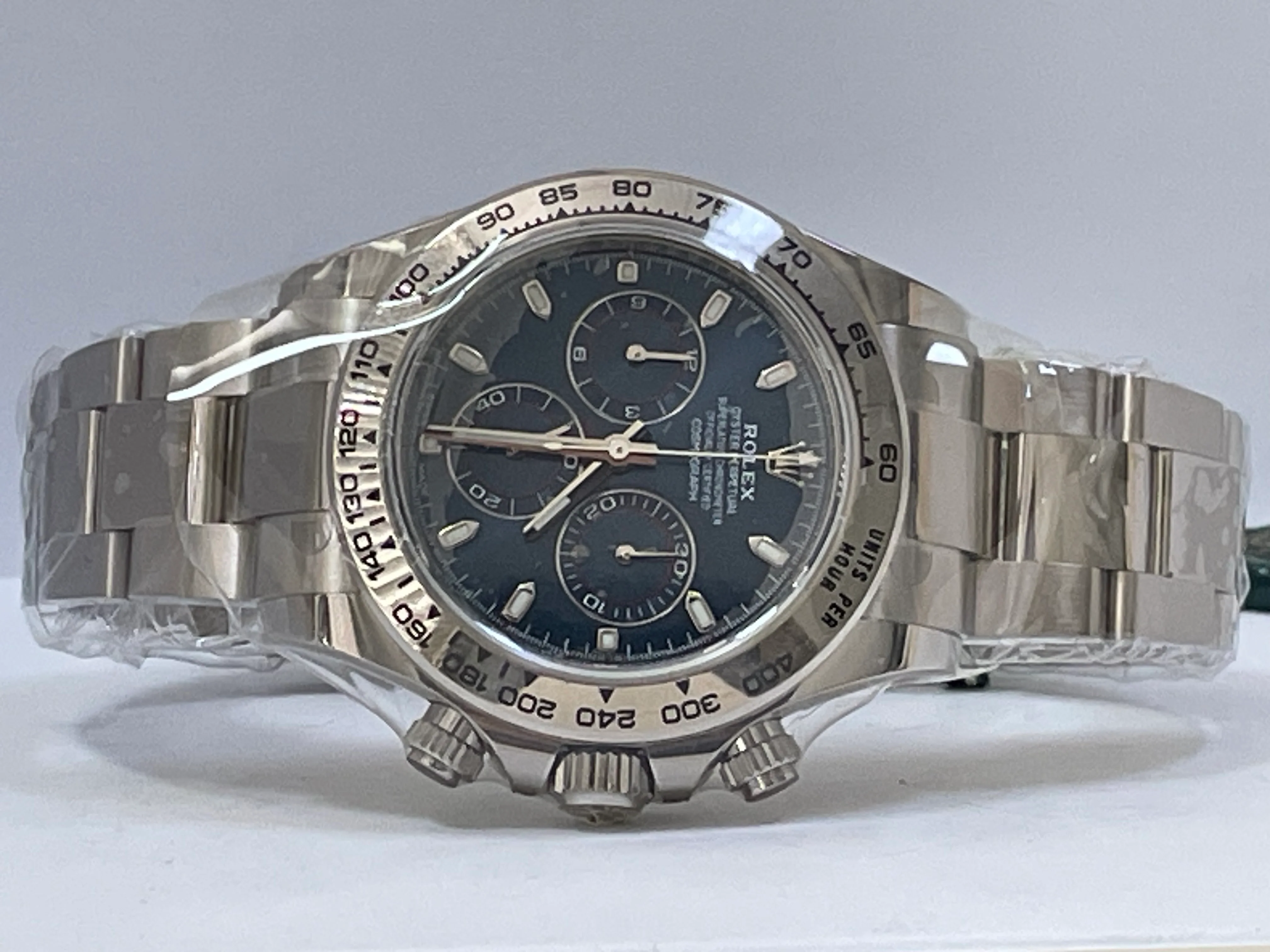 Rolex White Gold Cosmograph Daytona - 2023 - Blue Index Dial - 116509 *PARTIAL STICKERS*