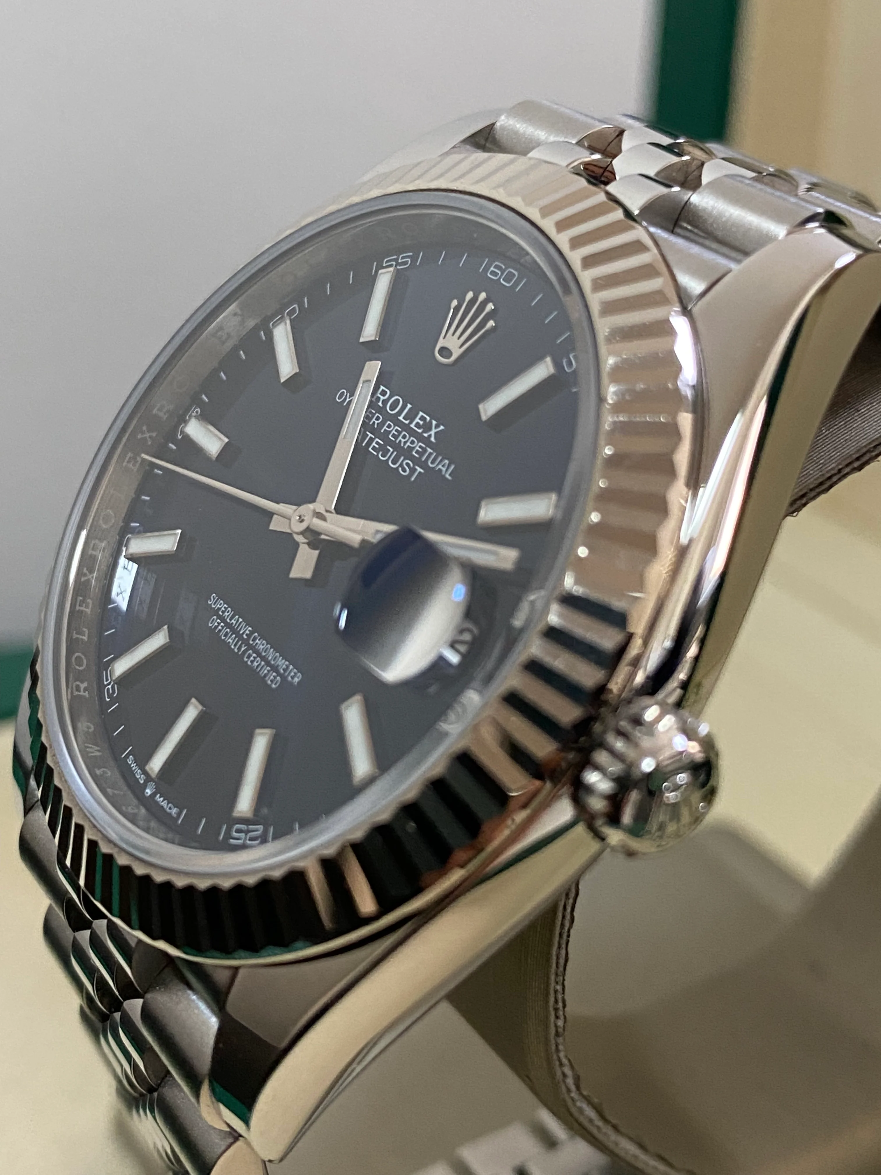 Rolex Steel and White Gold Datejust 41 - 2023 - Fluted Bezel - Blue Index Dial - Jubilee Bracelet - 126334