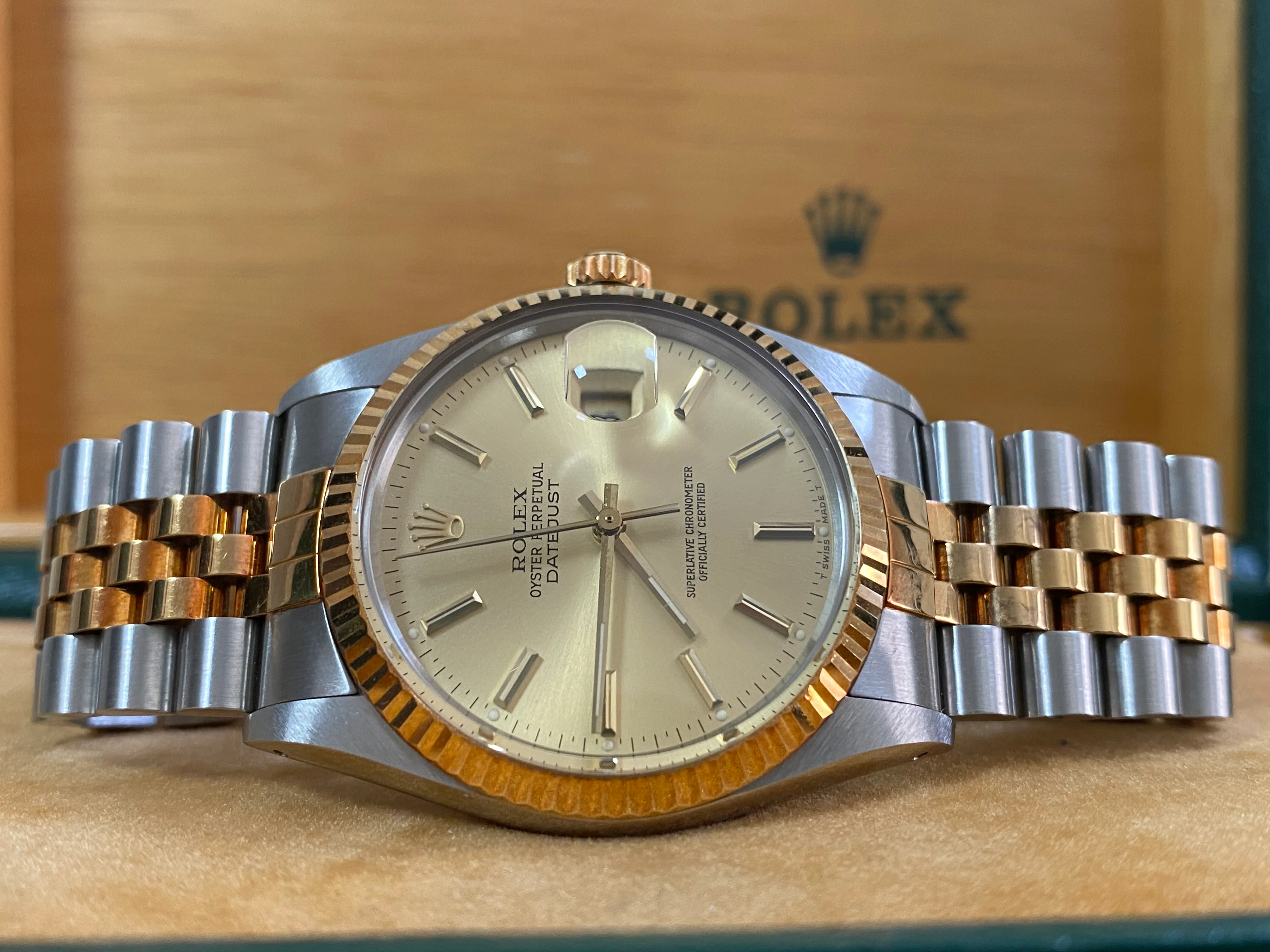 Rolex Steel and Yellow Gold Datejust 36 - 1987 - Fluted Bezel - Champagne Index Dial - Jubilee Bracelet - 16013 *UNPOLISHED*
