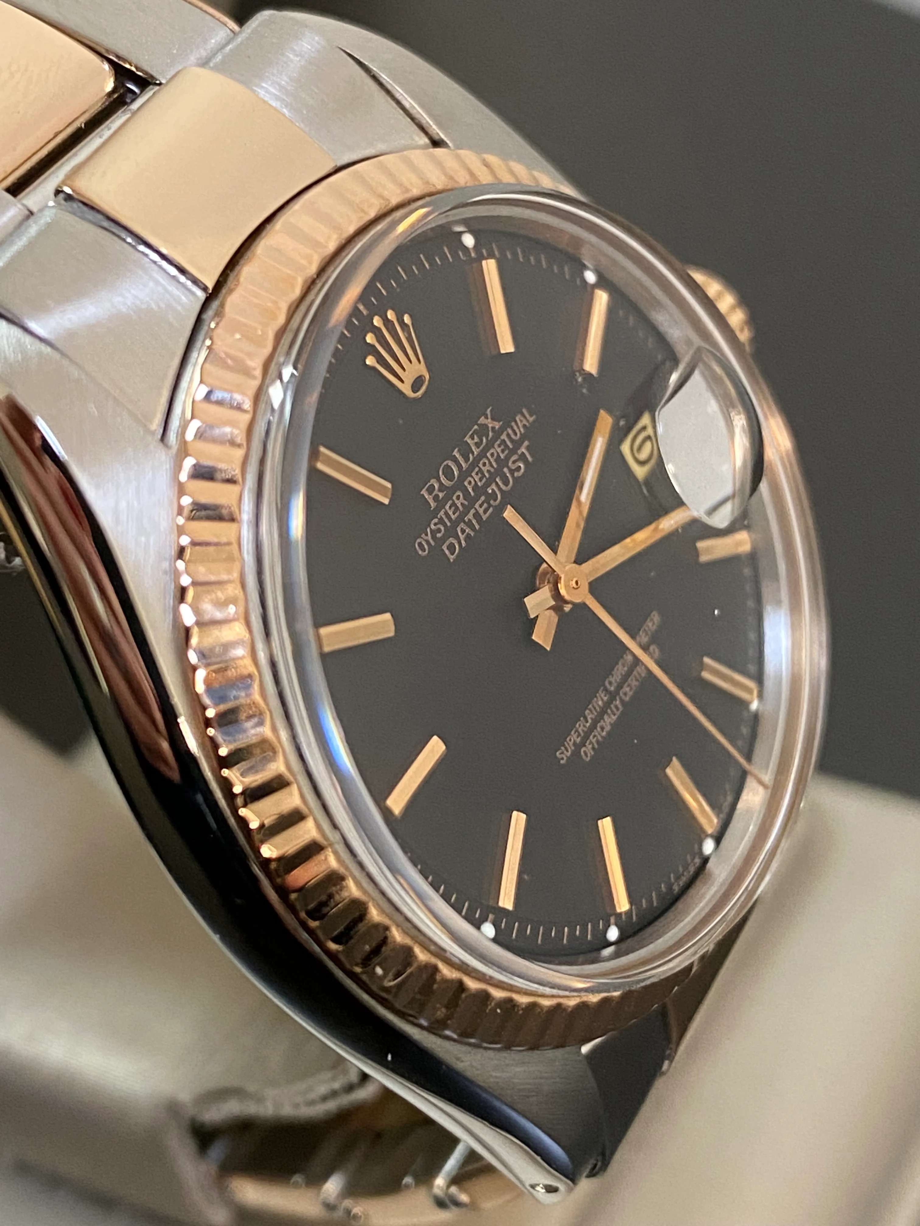 Rolex Steel and Everose Gold Datejust 36 - Fluted Bezel - Black Index Dial - Oyster Bracelet - 1601