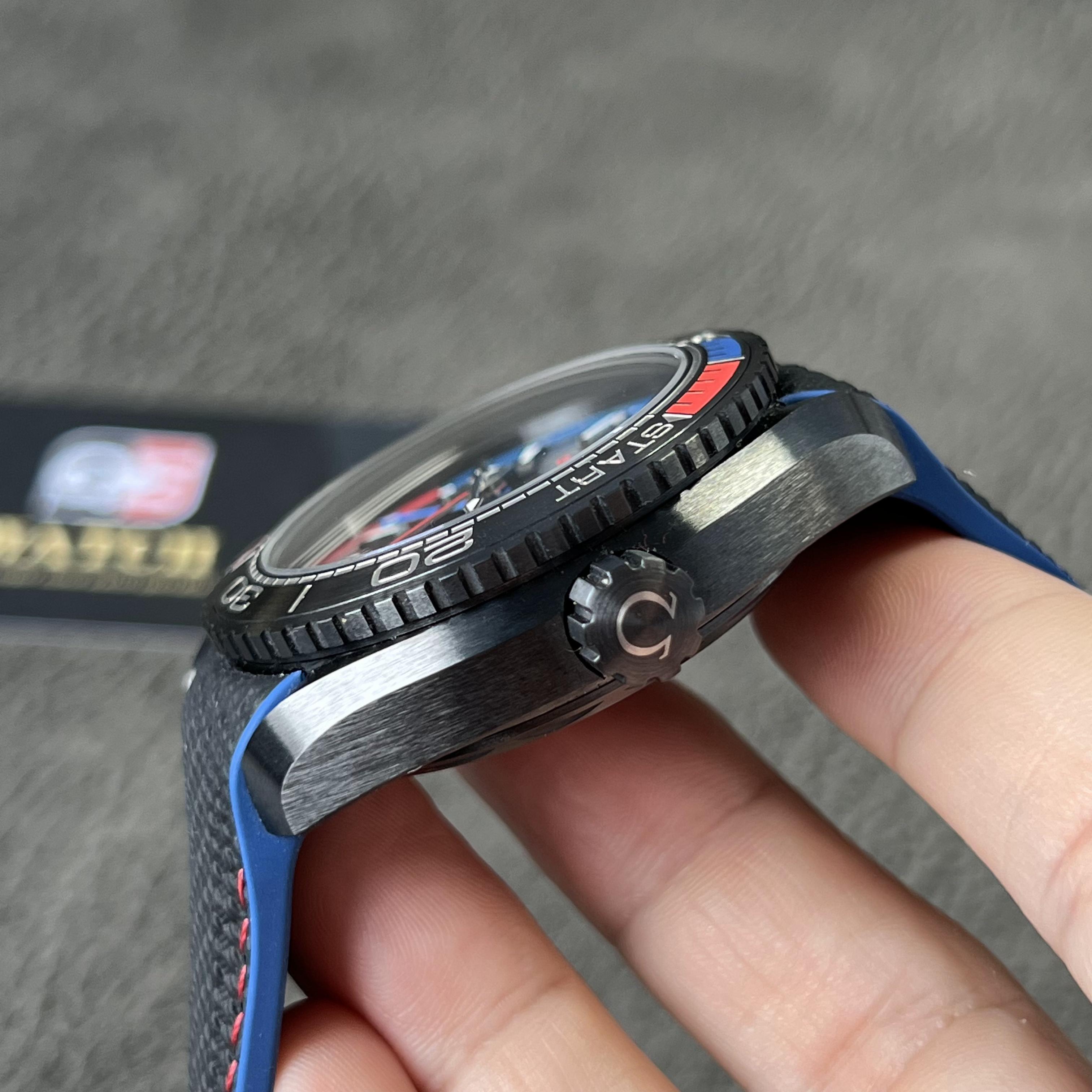 Omega Seamaster Planet Ocean 600M Deep Black Ceramic GMT Watch on Black Nylon Strap Super Clone