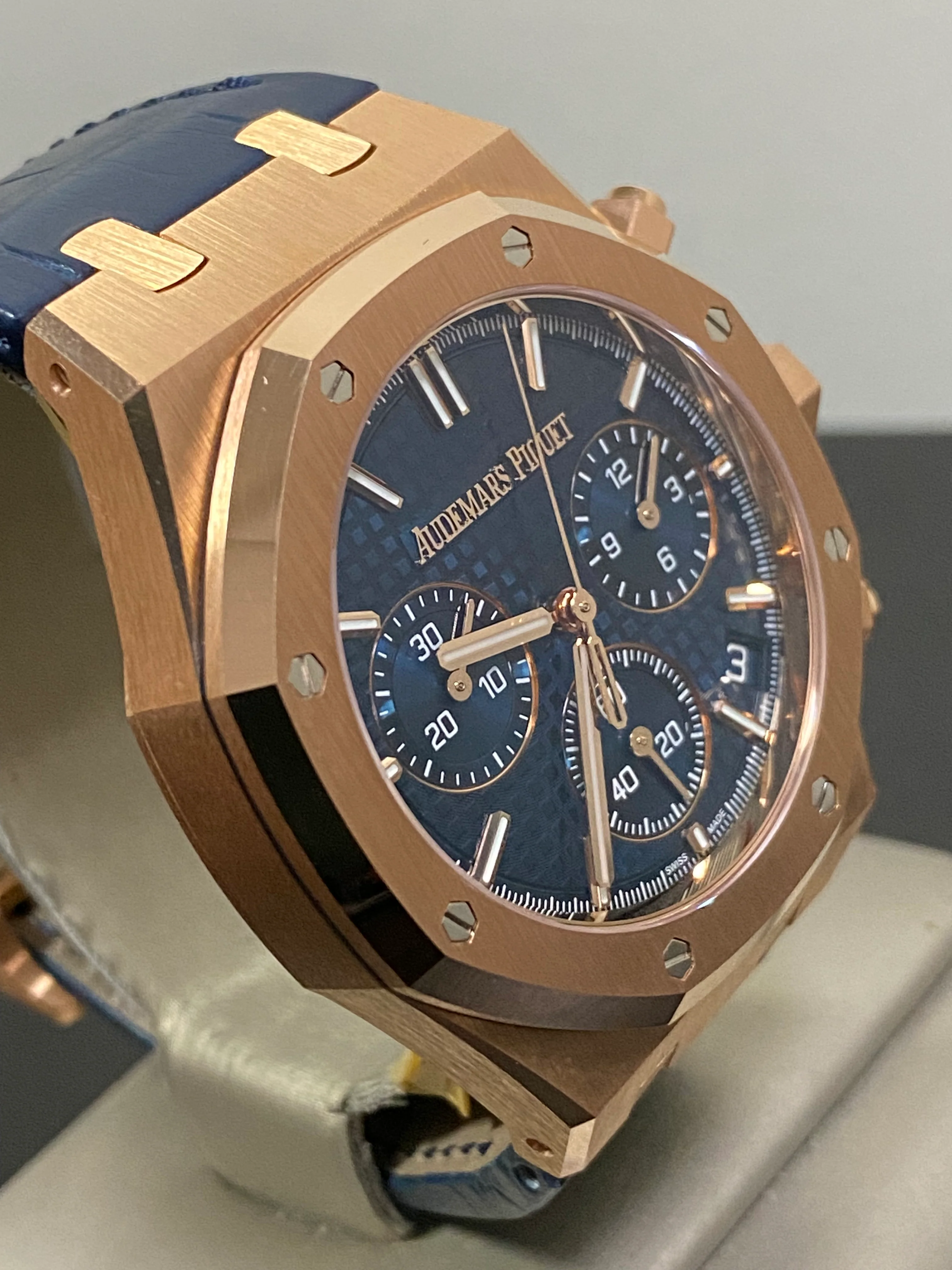 Audemars Piguet Royal Oak Chronograph - 2023 - Blue Grand Tapisserie Dial - Leather Strap - 26240OR.OO.D315CR.02