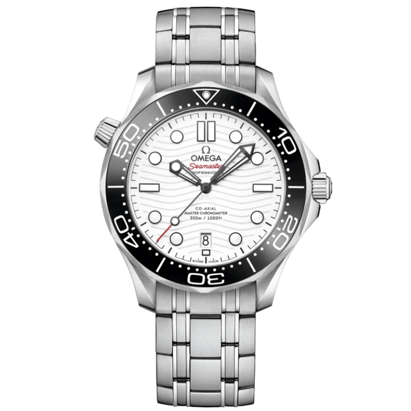 Omega Seamaster Diver 300M Black Ceramic Bezel White Ceramic Dial on SS Bracelet 42mm