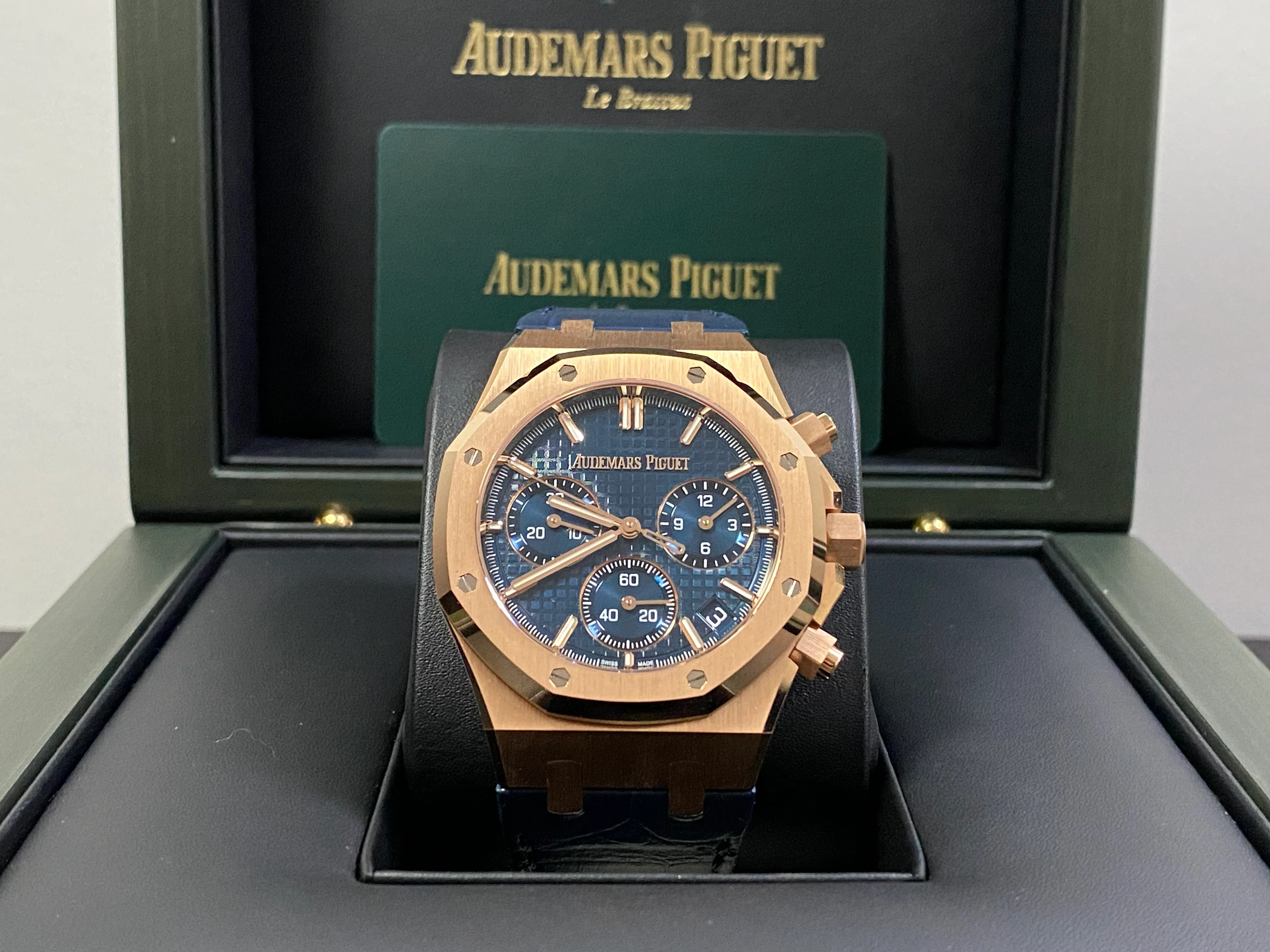 Audemars Piguet Royal Oak Chronograph - 2023 - Blue Grand Tapisserie Dial - Leather Strap - 26240OR.OO.D315CR.02