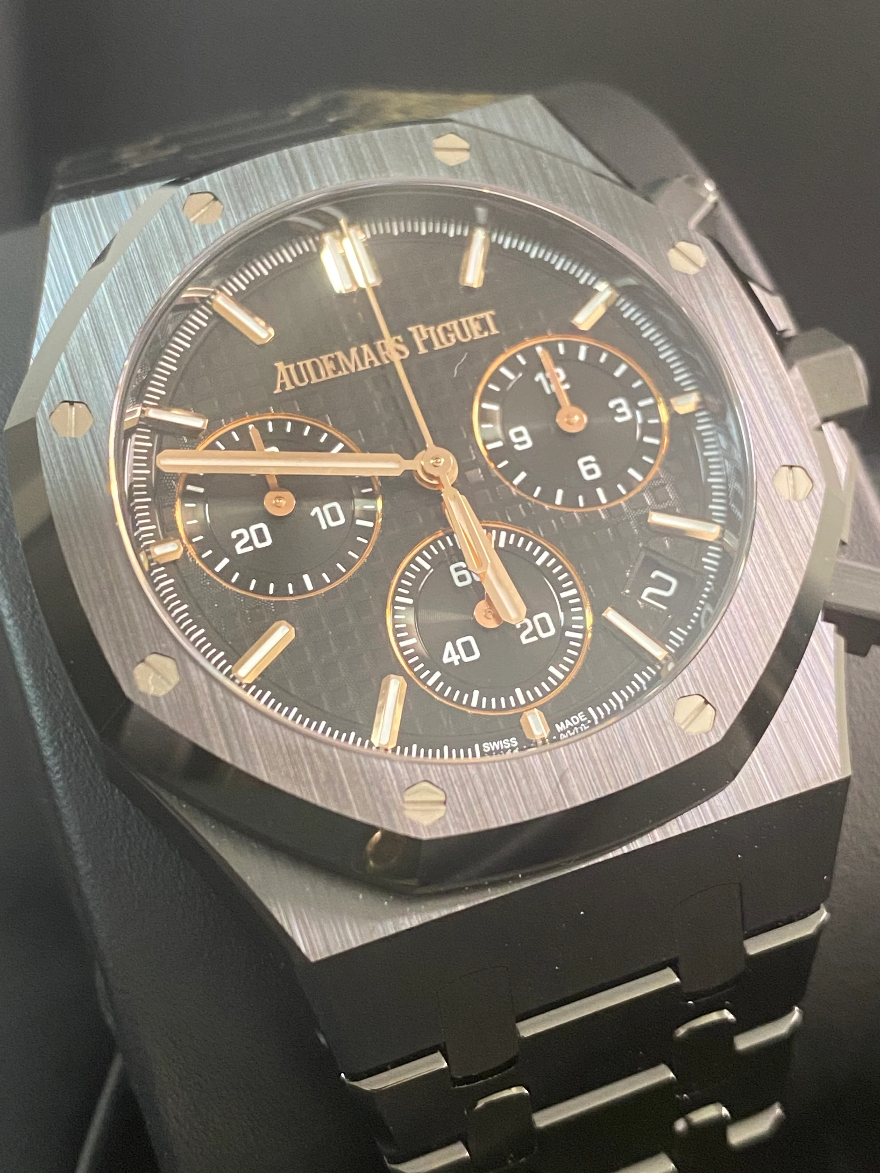 Audemars Piguet Royal Oak Chronograph Black Ceramic- 2024 - Black Grand Tapisserie Dial - 26240CE *FULL SET*