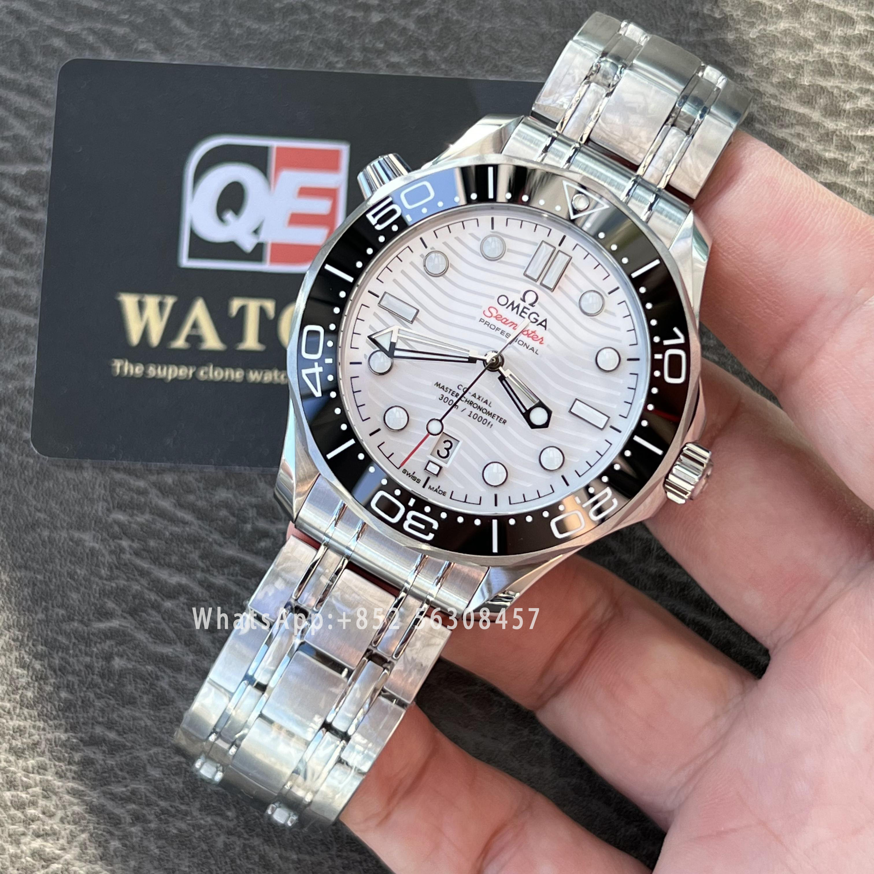 Omega Seamaster Diver 300M Black Ceramic Bezel White Ceramic Dial on SS Bracelet 42mm