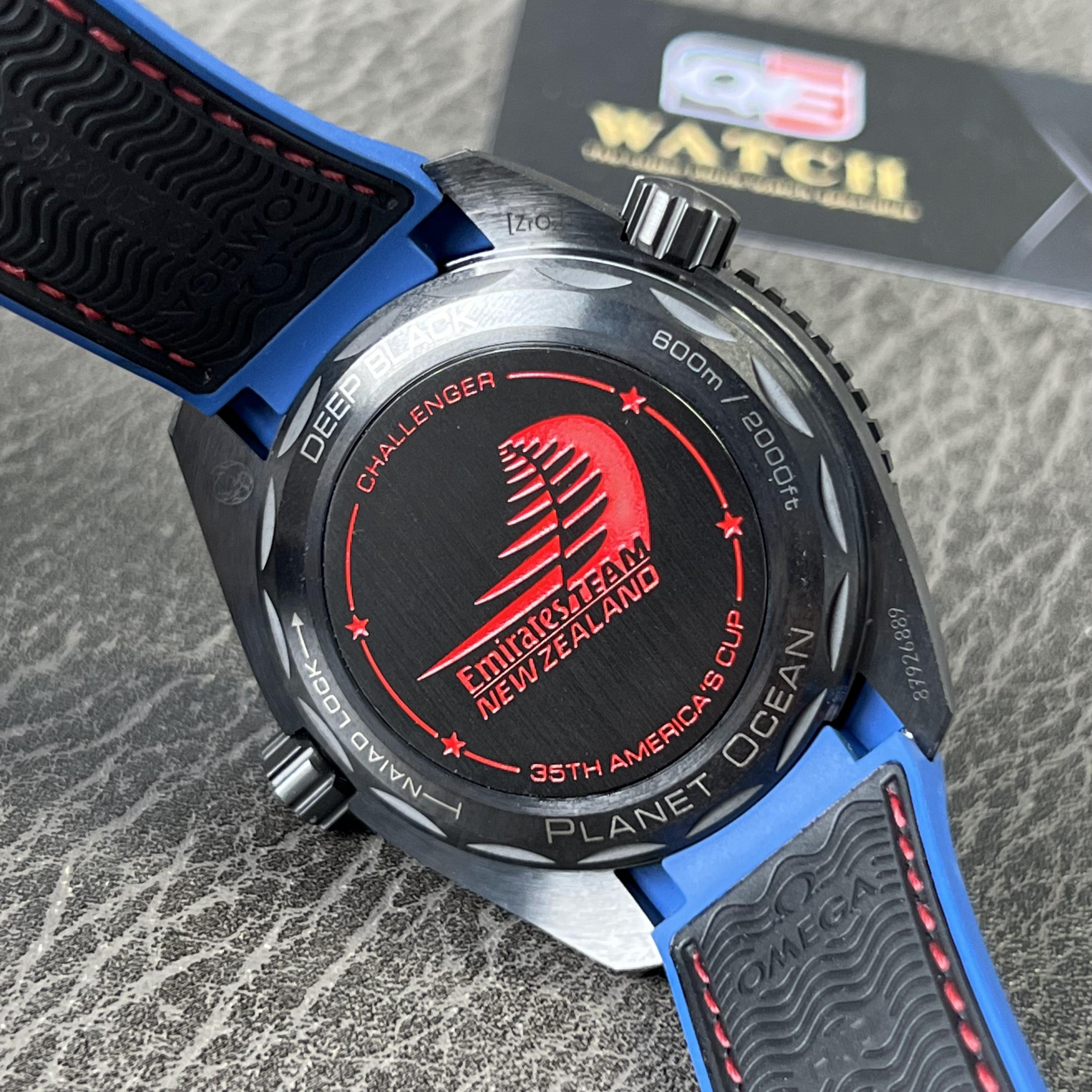Omega Seamaster Planet Ocean 600M Deep Black Ceramic GMT Watch on Black Nylon Strap Super Clone