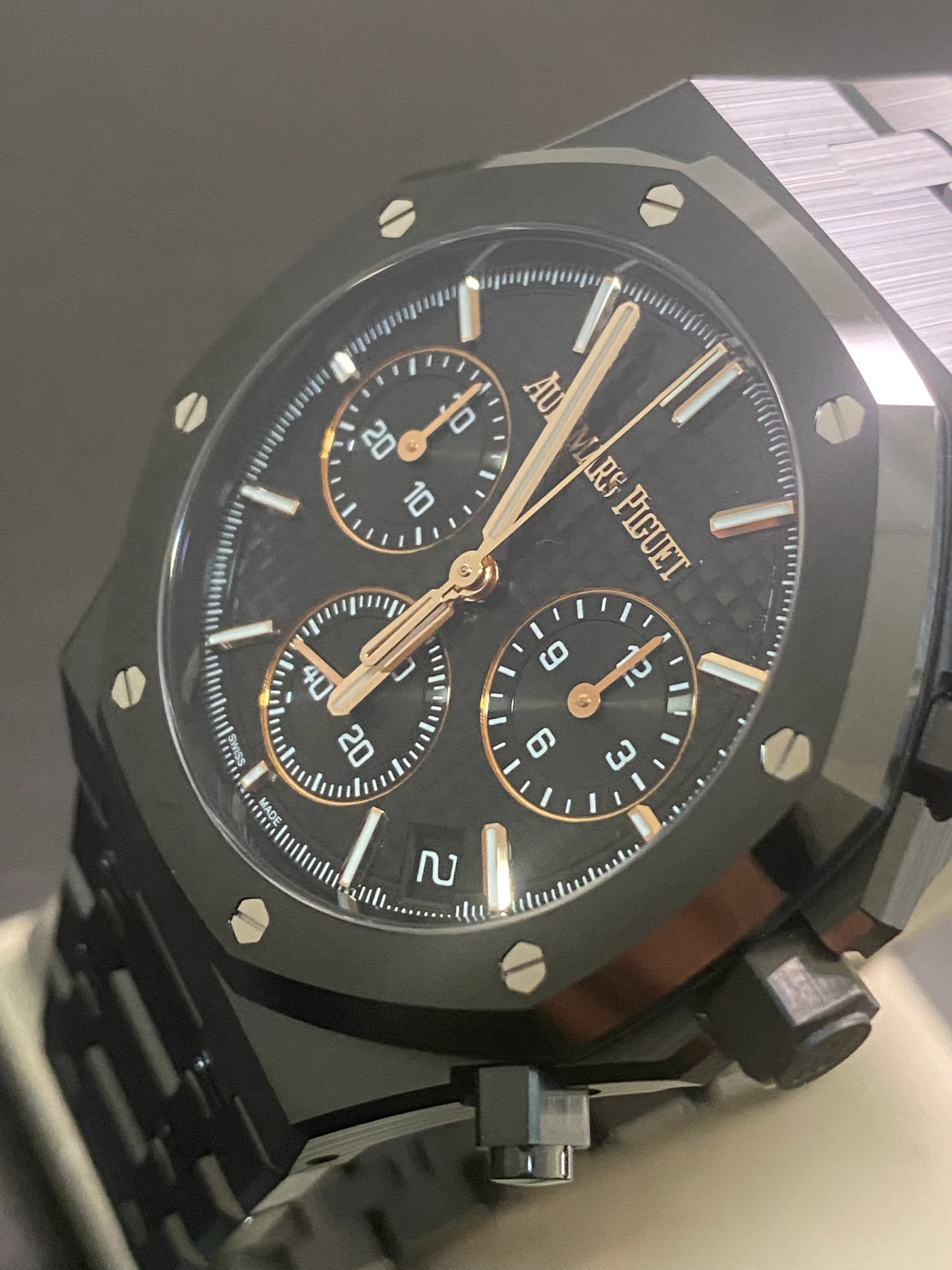 Audemars Piguet Royal Oak Chronograph Black Ceramic- 2024 - Black Grand Tapisserie Dial - 26240CE *FULL SET*