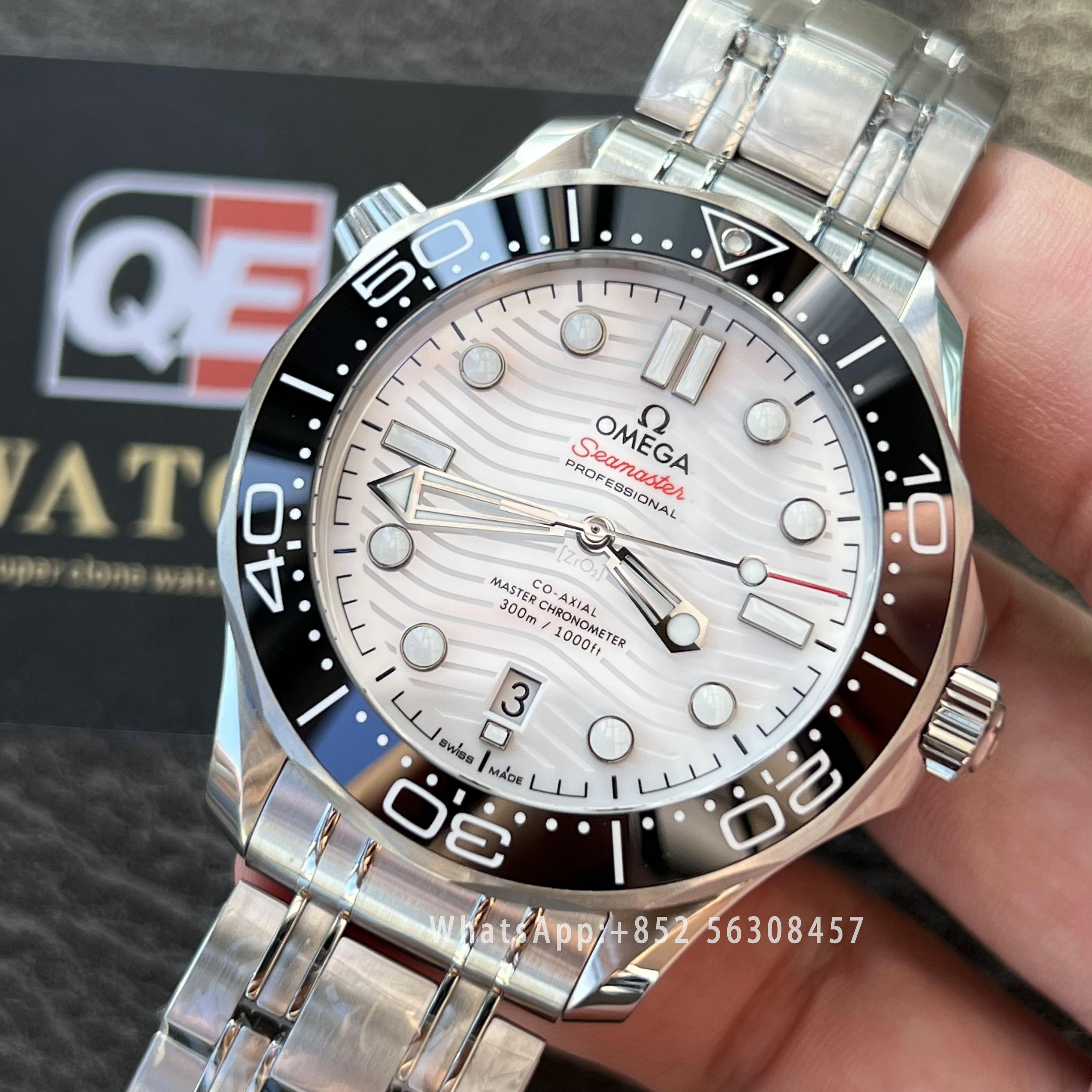 Omega Seamaster Diver 300M Black Ceramic Bezel White Ceramic Dial on SS Bracelet 42mm