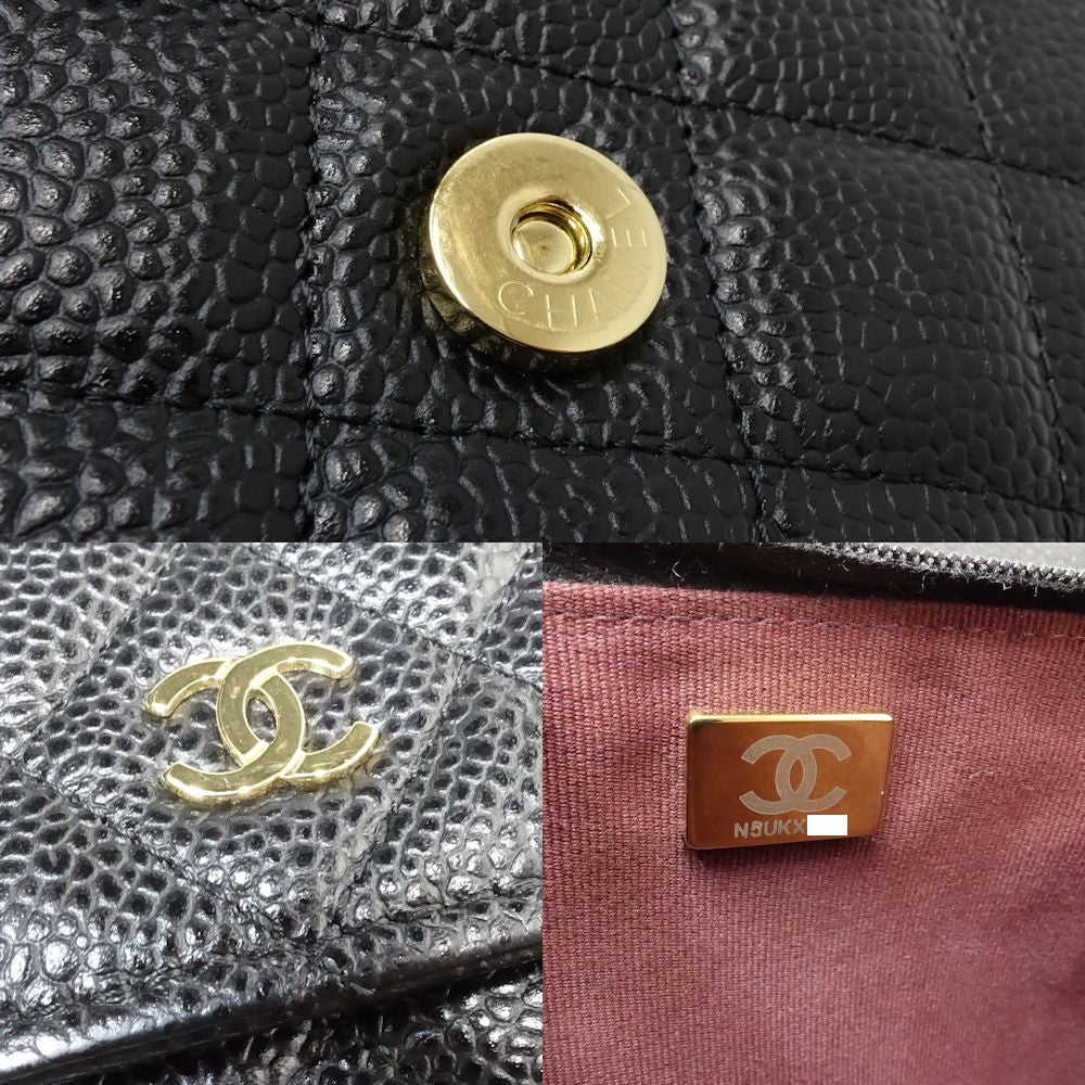 Chanel Caviar Skin Wallet Chain Timeless Classic