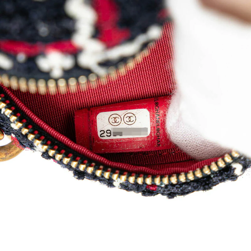 Chanel Tweed Leather Round Chain Shoulder Bag