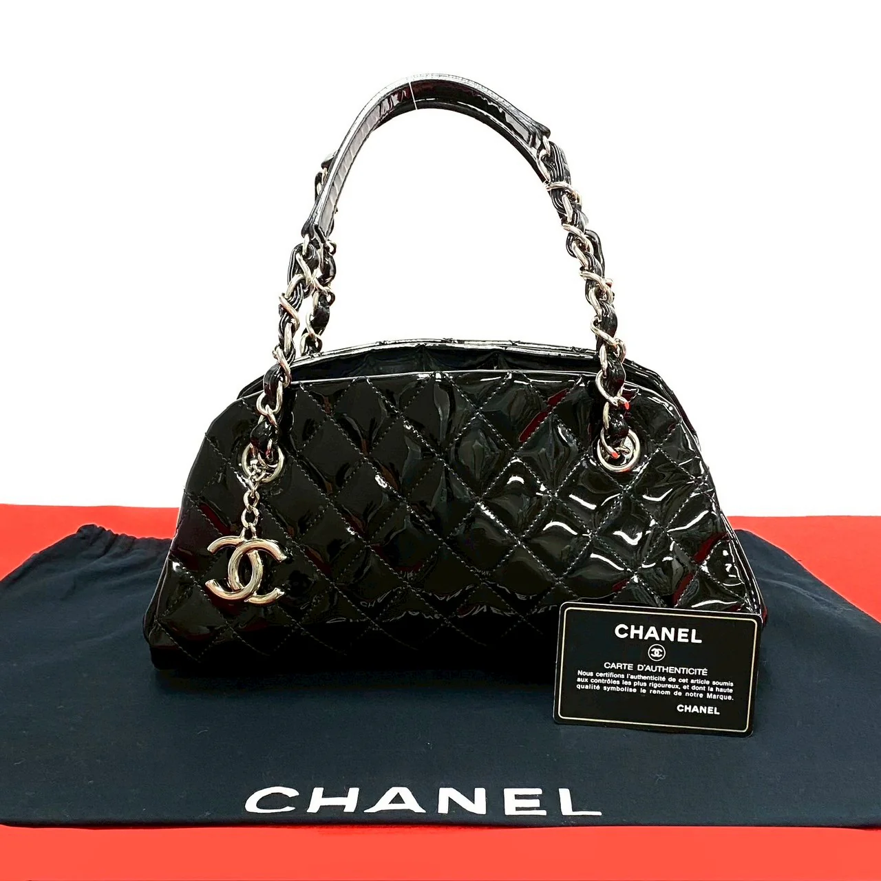 Chanel Patent Leather Matelasse Coco Mark Handbag