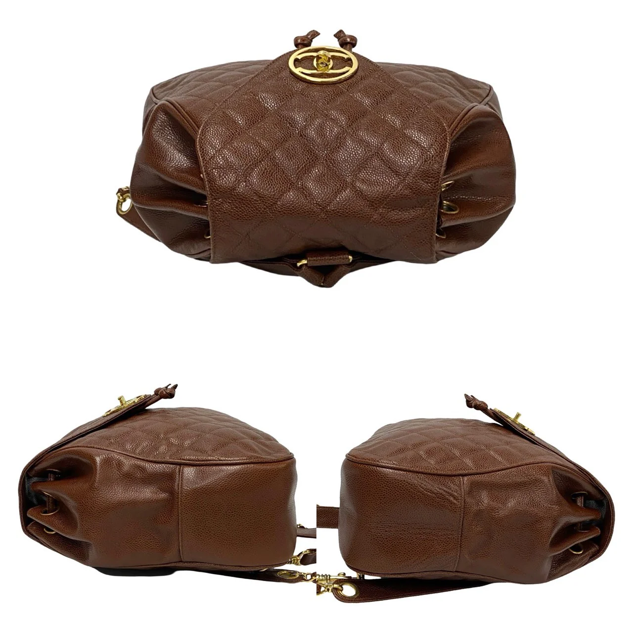 Chanel Caviar Leather Backpack Brown
