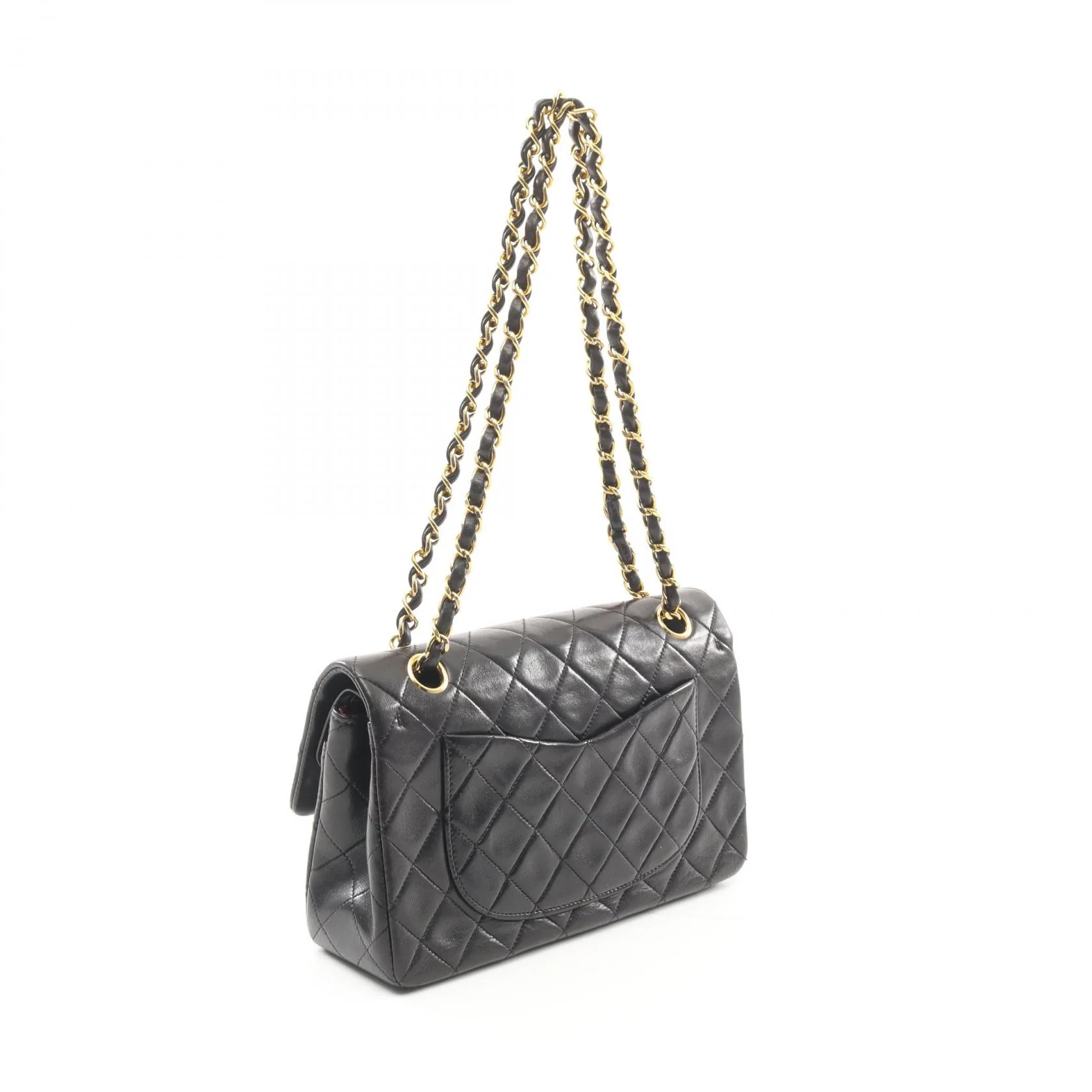 Chanel Matelasse W Flap Shoulder Bag Black